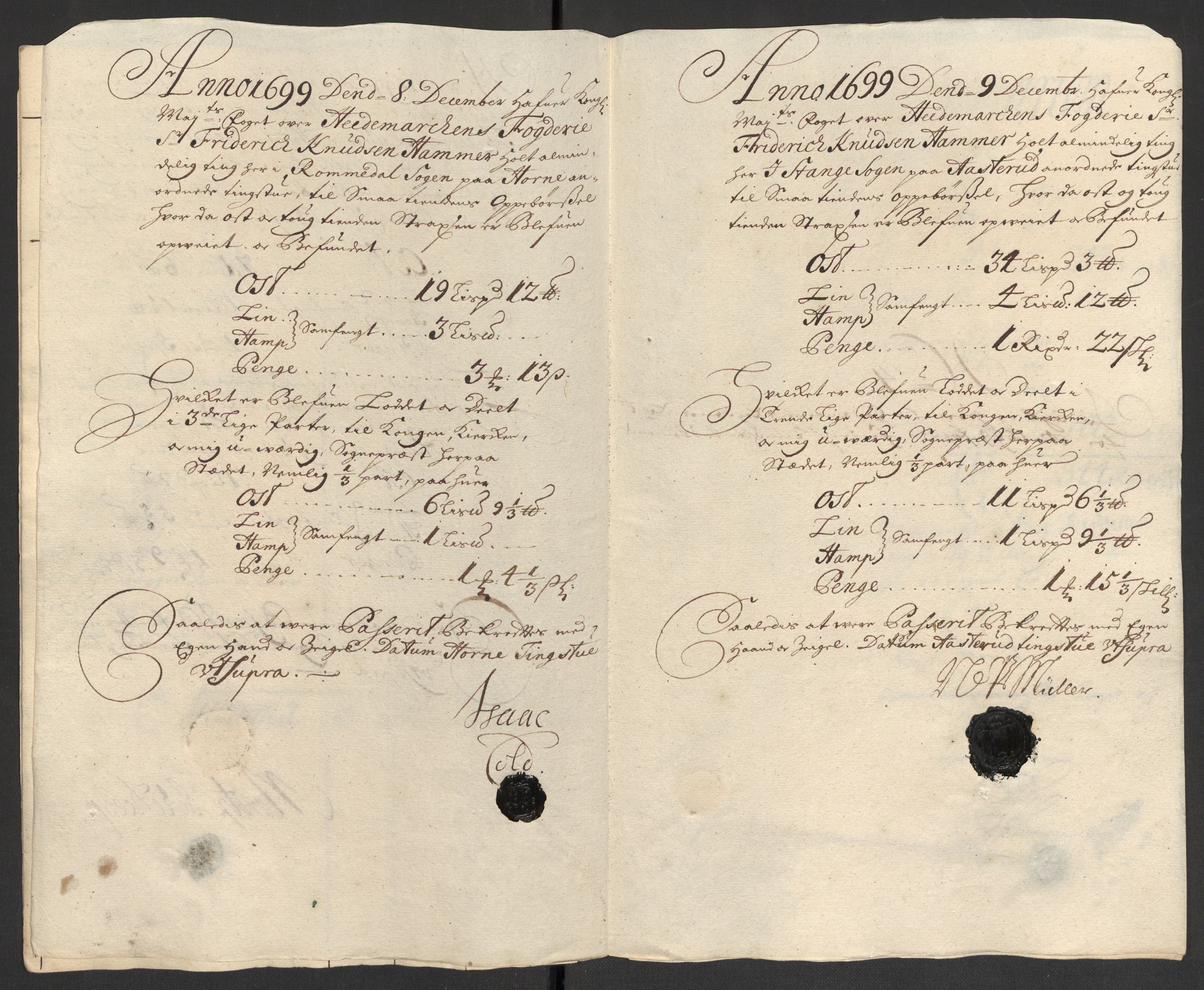 Rentekammeret inntil 1814, Reviderte regnskaper, Fogderegnskap, AV/RA-EA-4092/R16/L1038: Fogderegnskap Hedmark, 1699, p. 38