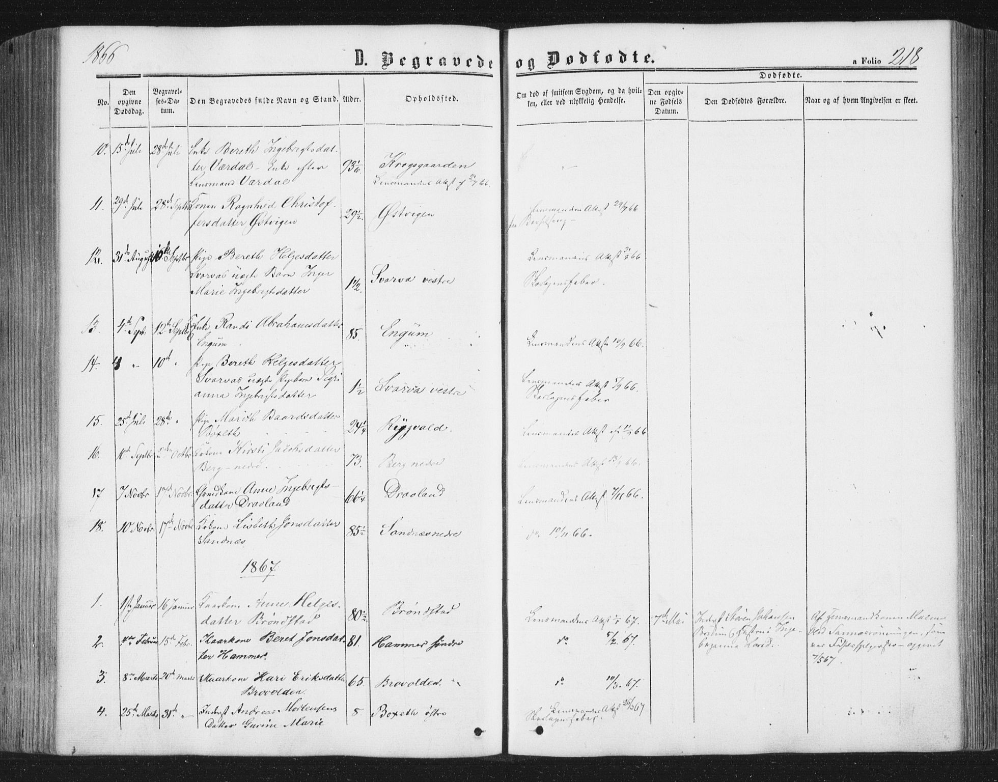 Ministerialprotokoller, klokkerbøker og fødselsregistre - Nord-Trøndelag, AV/SAT-A-1458/749/L0472: Parish register (official) no. 749A06, 1857-1873, p. 218