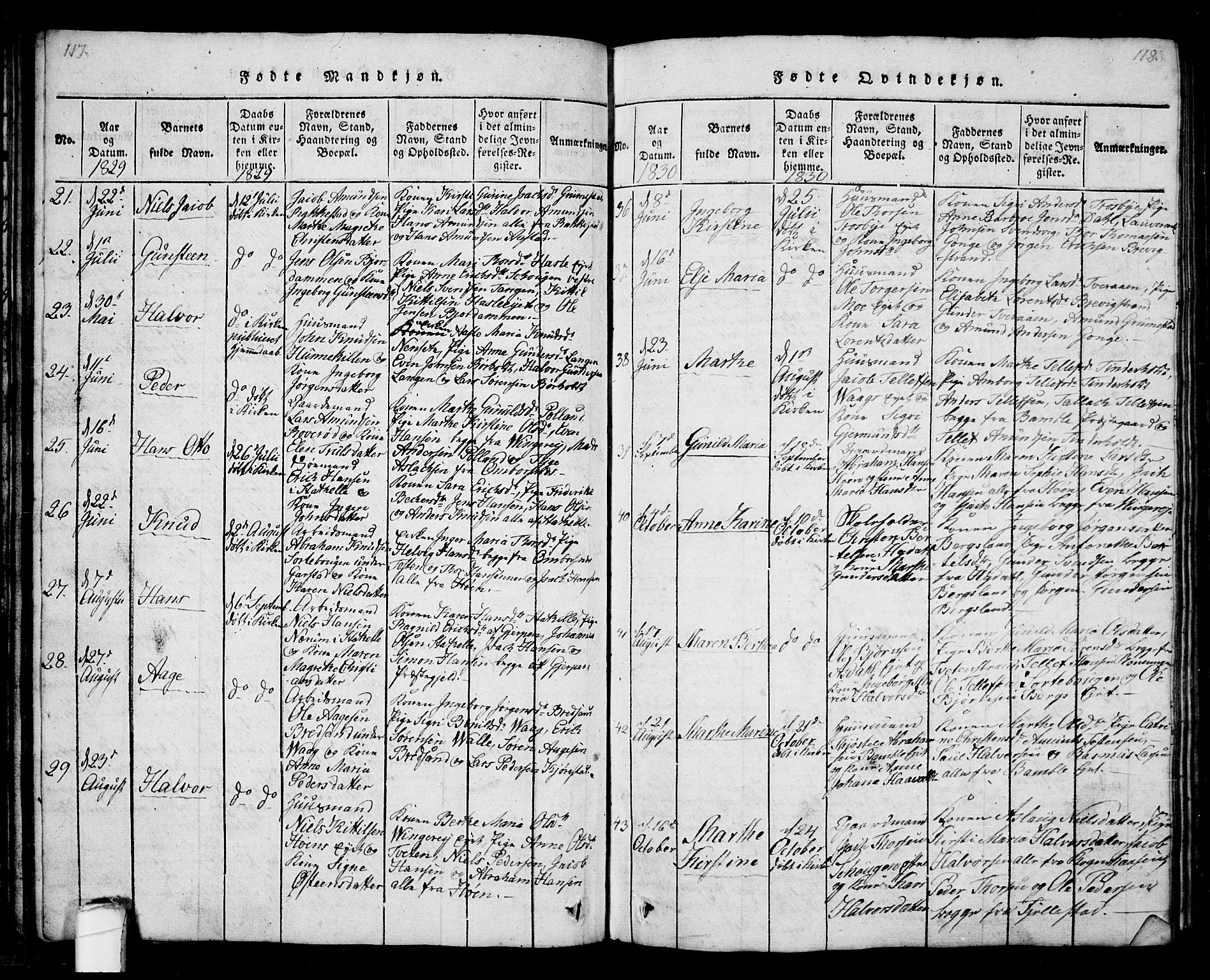 Bamble kirkebøker, AV/SAKO-A-253/G/Ga/L0005: Parish register (copy) no. I 5, 1814-1855, p. 117-118