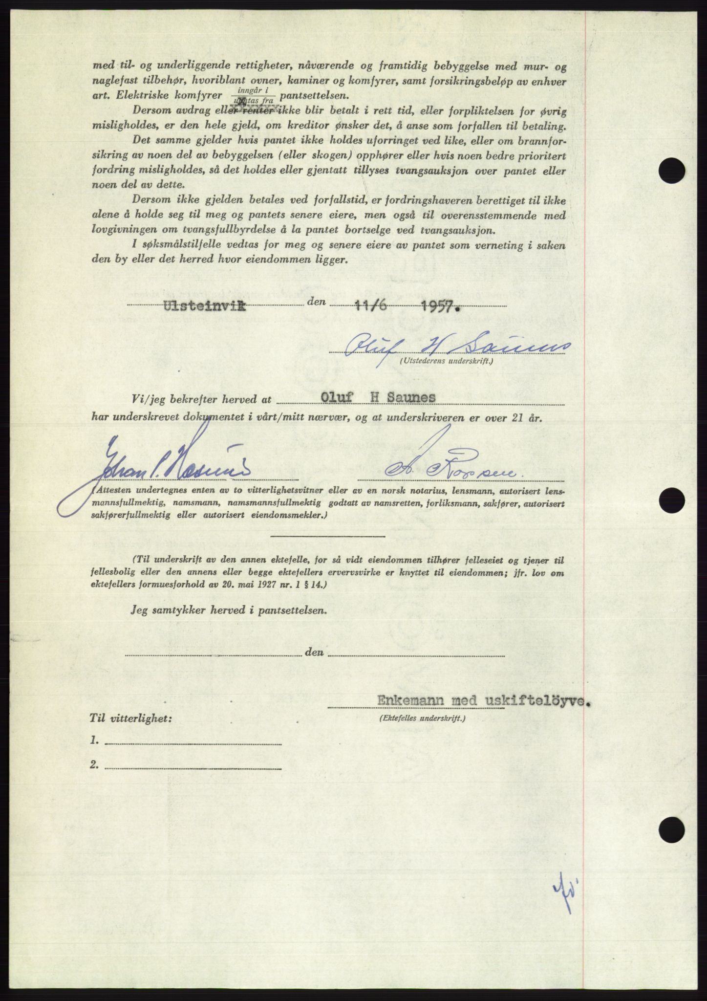 Søre Sunnmøre sorenskriveri, AV/SAT-A-4122/1/2/2C/L0130: Mortgage book no. 18B, 1957-1958, Diary no: : 1436/1957