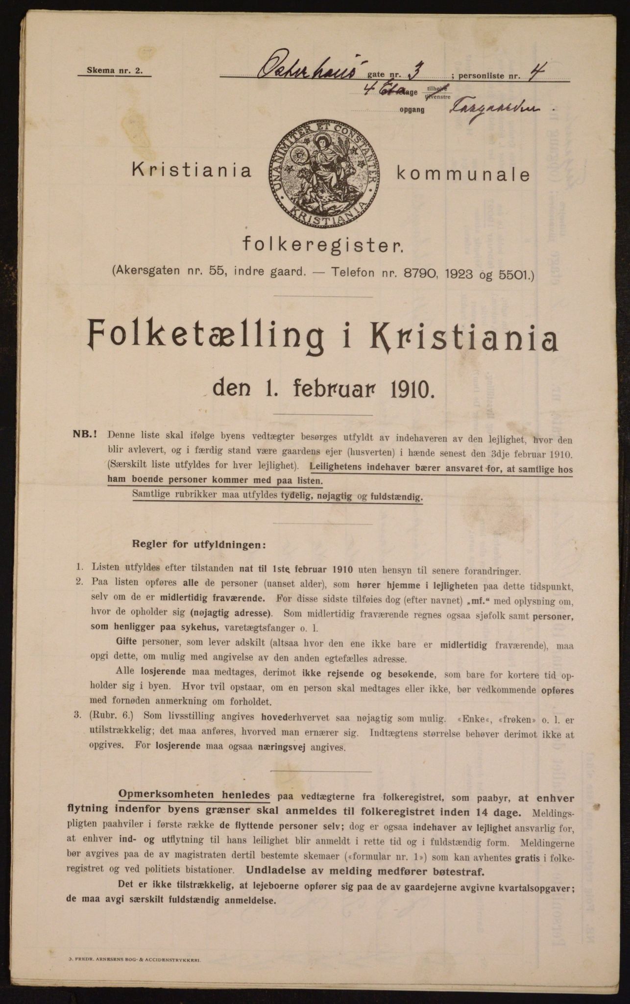 OBA, Municipal Census 1910 for Kristiania, 1910, p. 74469