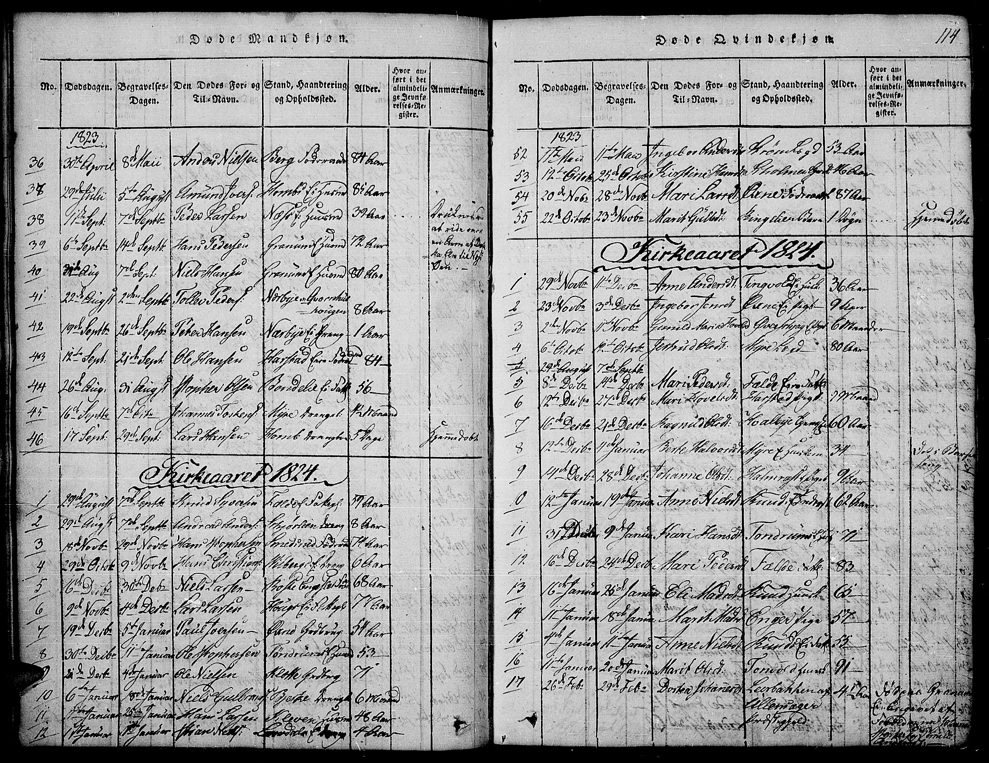 Land prestekontor, AV/SAH-PREST-120/H/Ha/Hab/L0001: Parish register (copy) no. 1, 1814-1833, p. 114