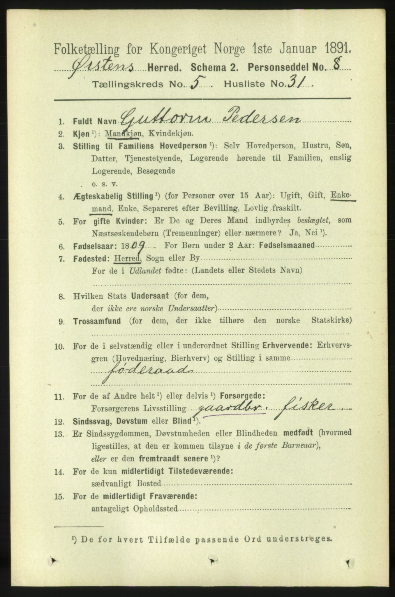 RA, 1891 census for 1520 Ørsta, 1891, p. 2464