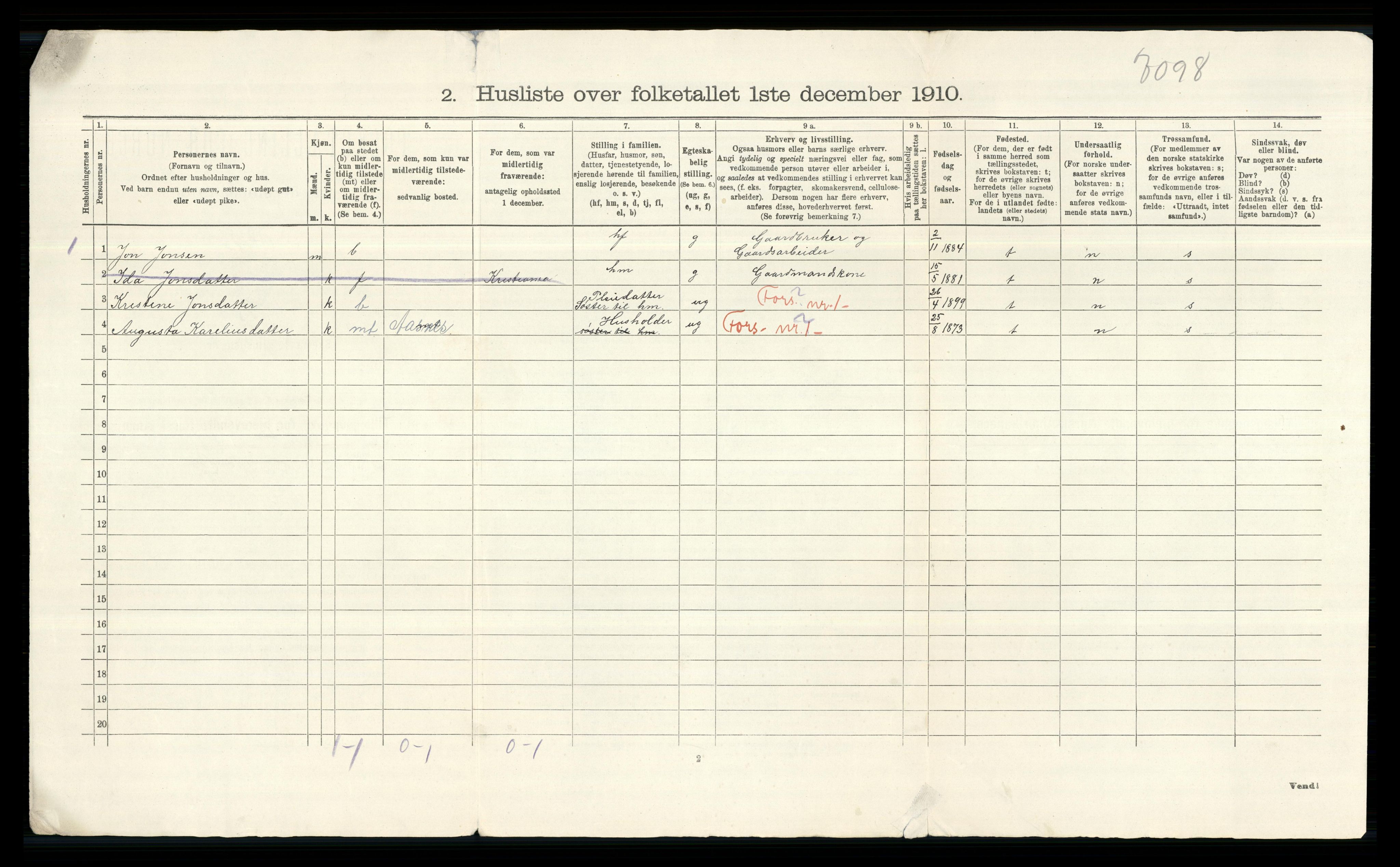 RA, 1910 census for Åsnes, 1910, p. 53