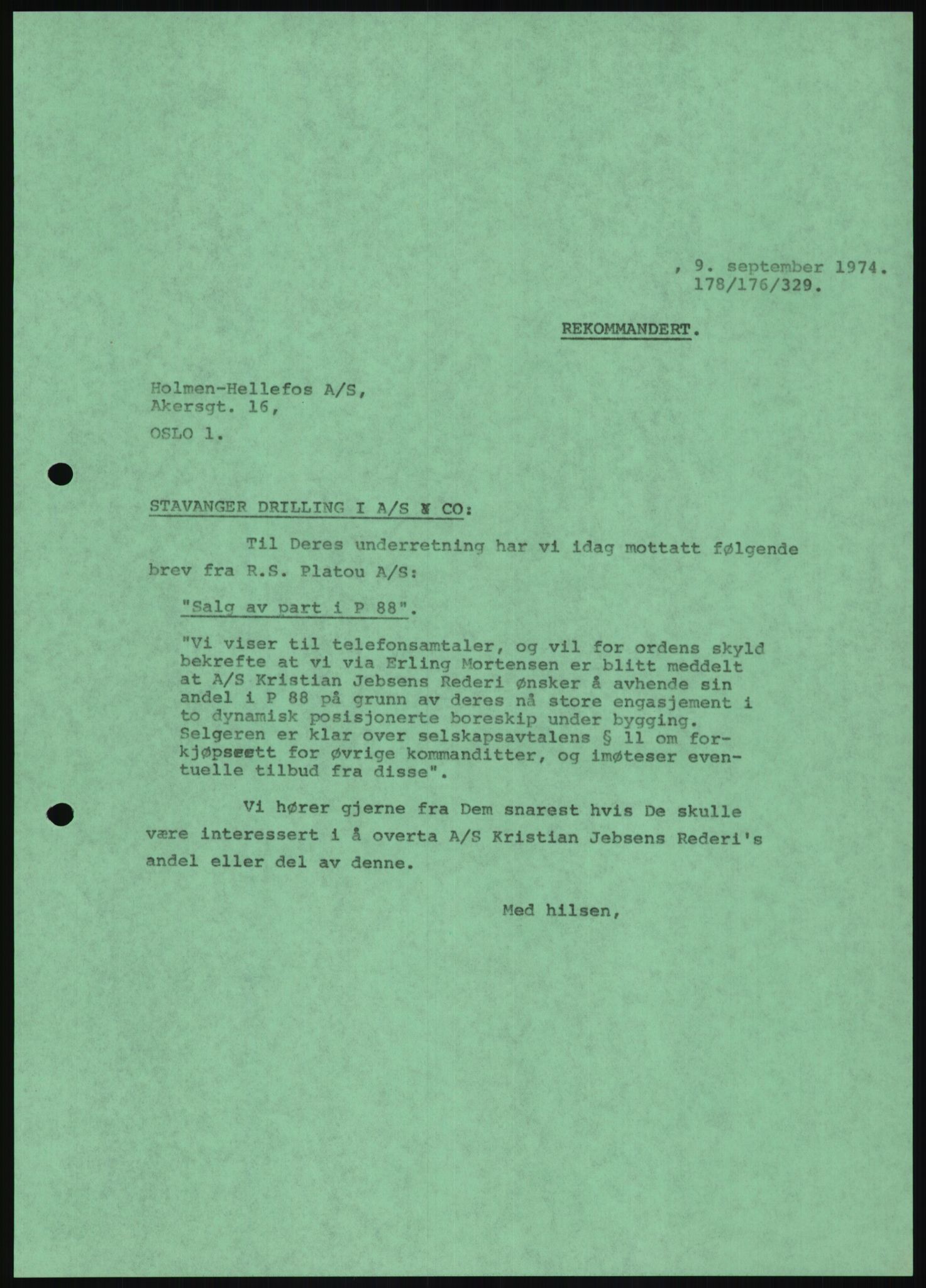 Pa 1503 - Stavanger Drilling AS, AV/SAST-A-101906/D/L0006: Korrespondanse og saksdokumenter, 1974-1984, p. 1042