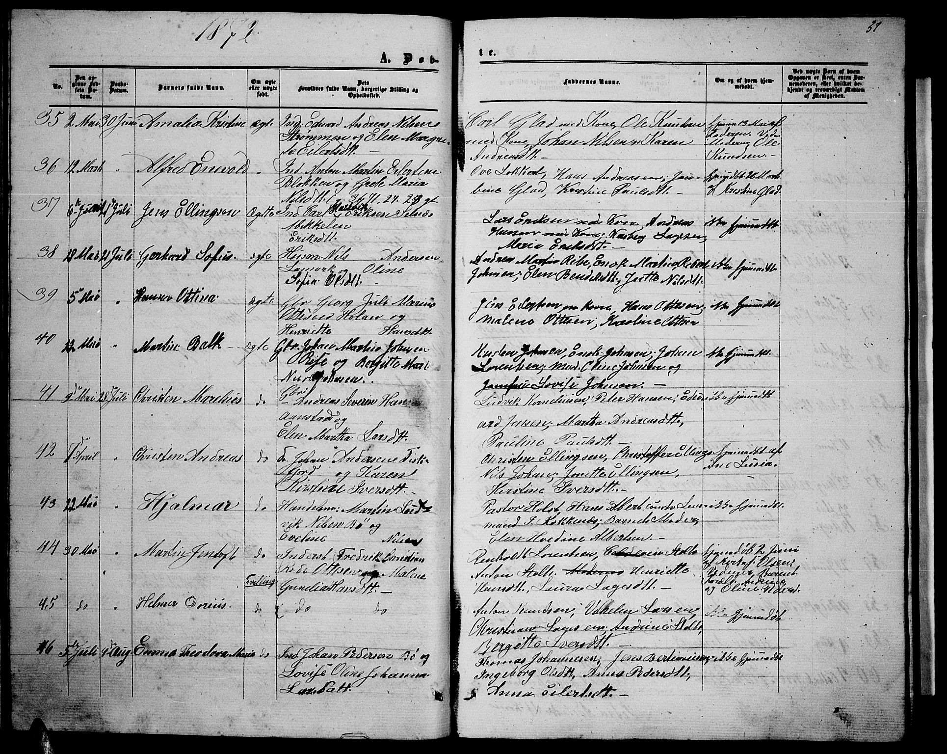 Ministerialprotokoller, klokkerbøker og fødselsregistre - Nordland, SAT/A-1459/895/L1381: Parish register (copy) no. 895C03, 1864-1885, p. 37