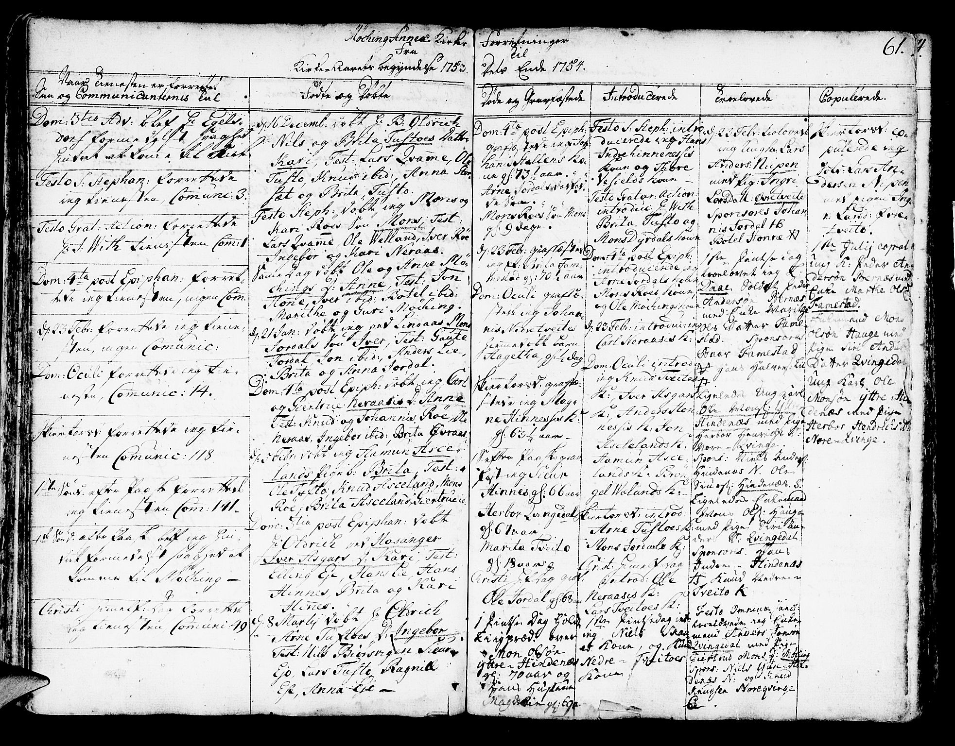 Lindås Sokneprestembete, AV/SAB-A-76701/H/Haa/Haaa/L0003: Parish register (official) no. A 3, 1748-1764, p. 61