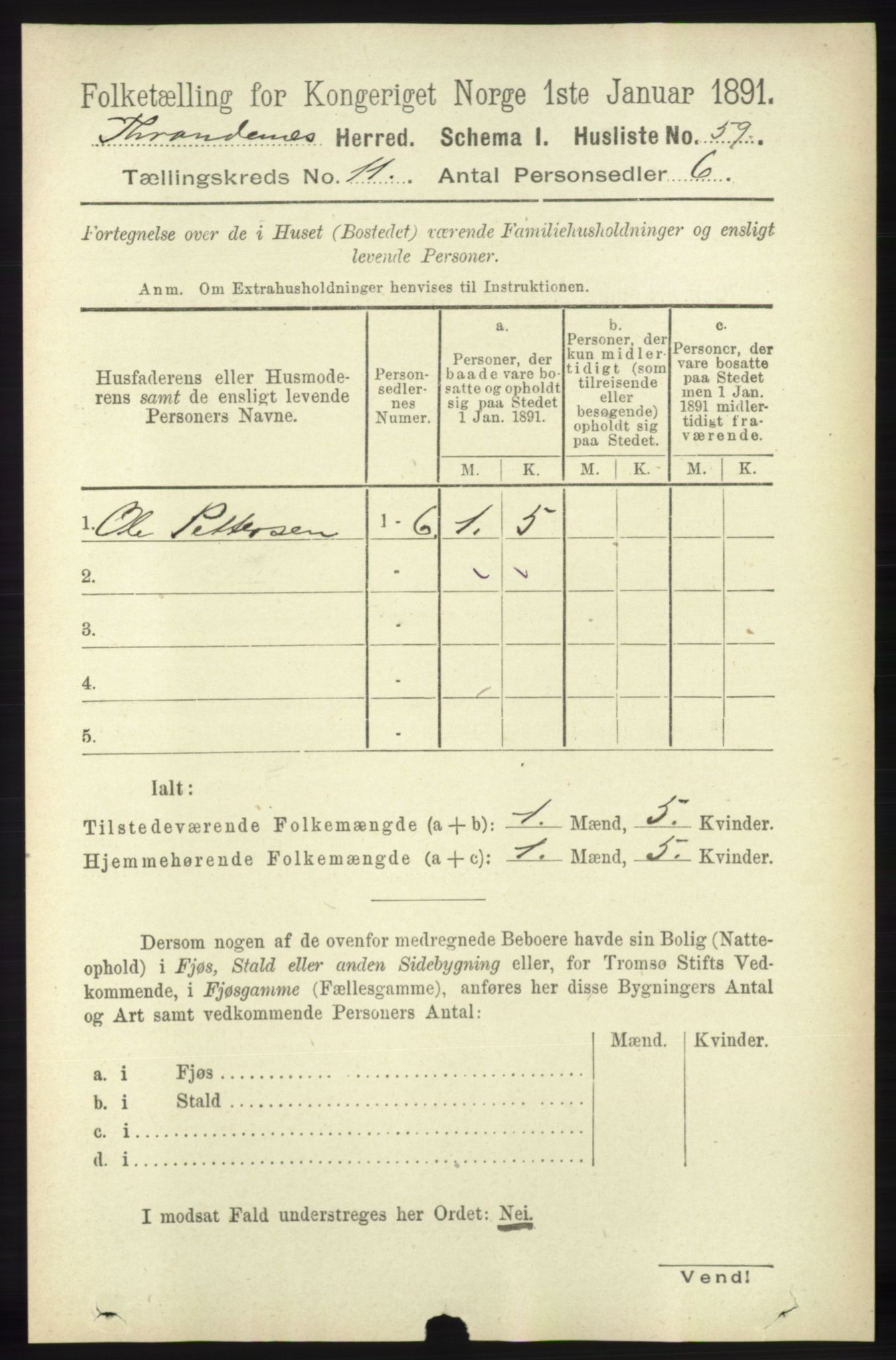 RA, 1891 census for 1914 Trondenes, 1891, p. 7981