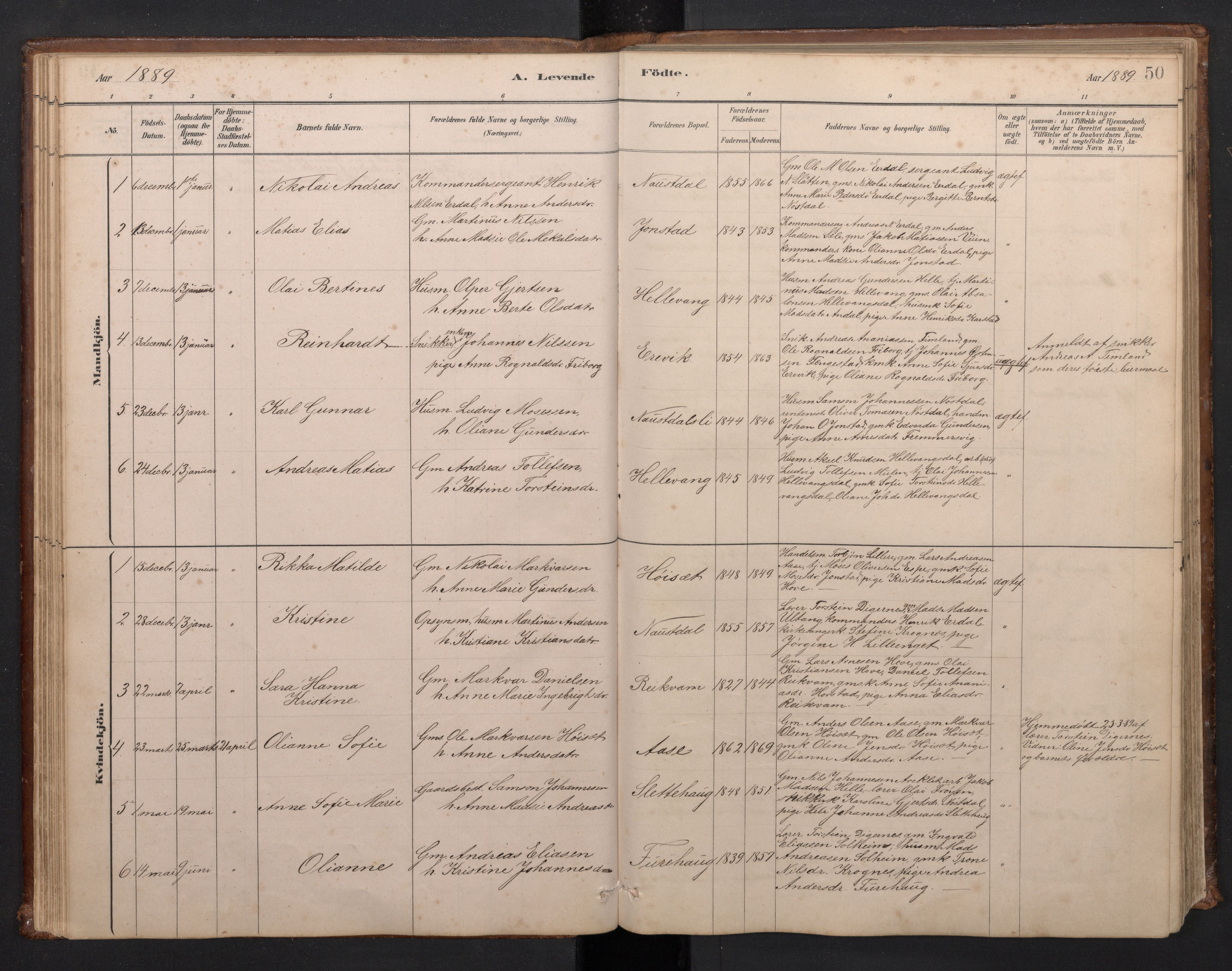 Førde sokneprestembete, SAB/A-79901/H/Hab/Habd/L0003: Parish register (copy) no. D 3, 1881-1897, p. 49b-50a
