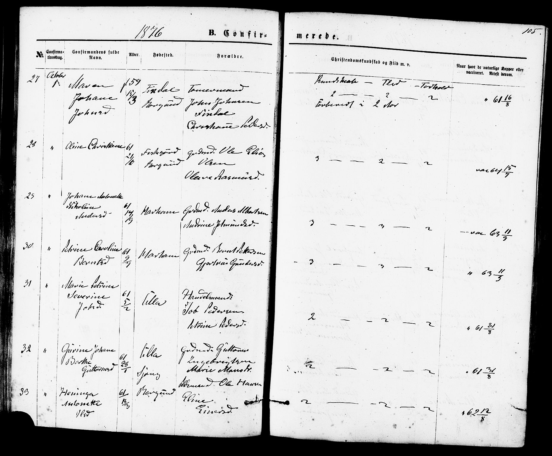 Ministerialprotokoller, klokkerbøker og fødselsregistre - Møre og Romsdal, SAT/A-1454/536/L0500: Parish register (official) no. 536A09, 1876-1889, p. 105