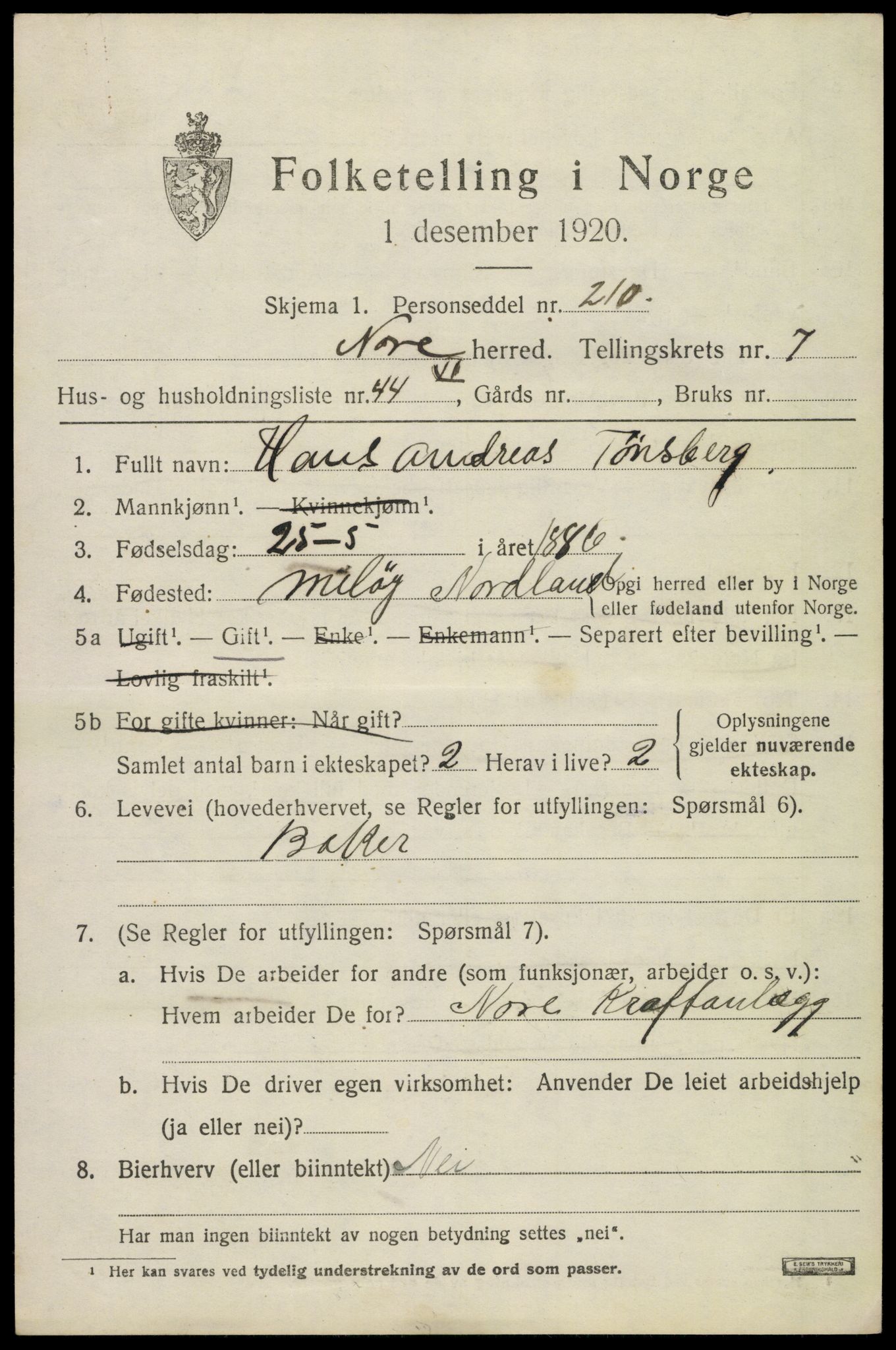 SAKO, 1920 census for Nore, 1920, p. 3986