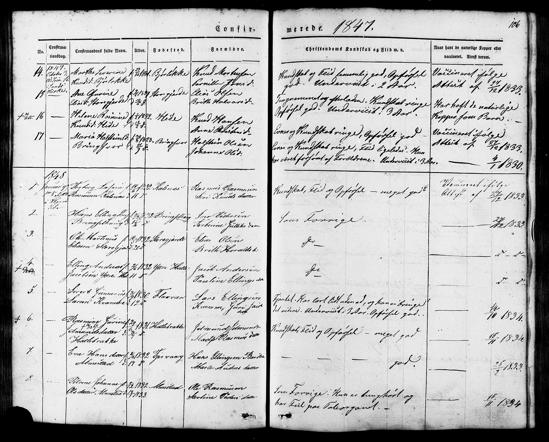 Ministerialprotokoller, klokkerbøker og fødselsregistre - Møre og Romsdal, AV/SAT-A-1454/503/L0034: Parish register (official) no. 503A02, 1841-1884, p. 106