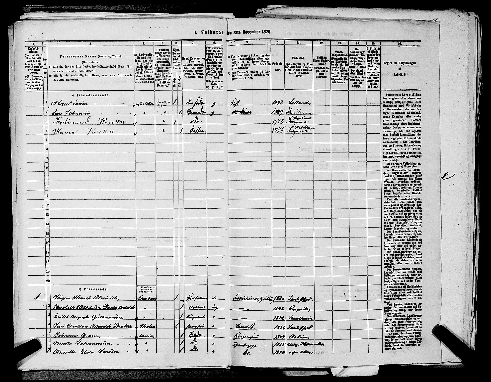 RA, 1875 census for 0218aP Vestre Aker, 1875, p. 1709
