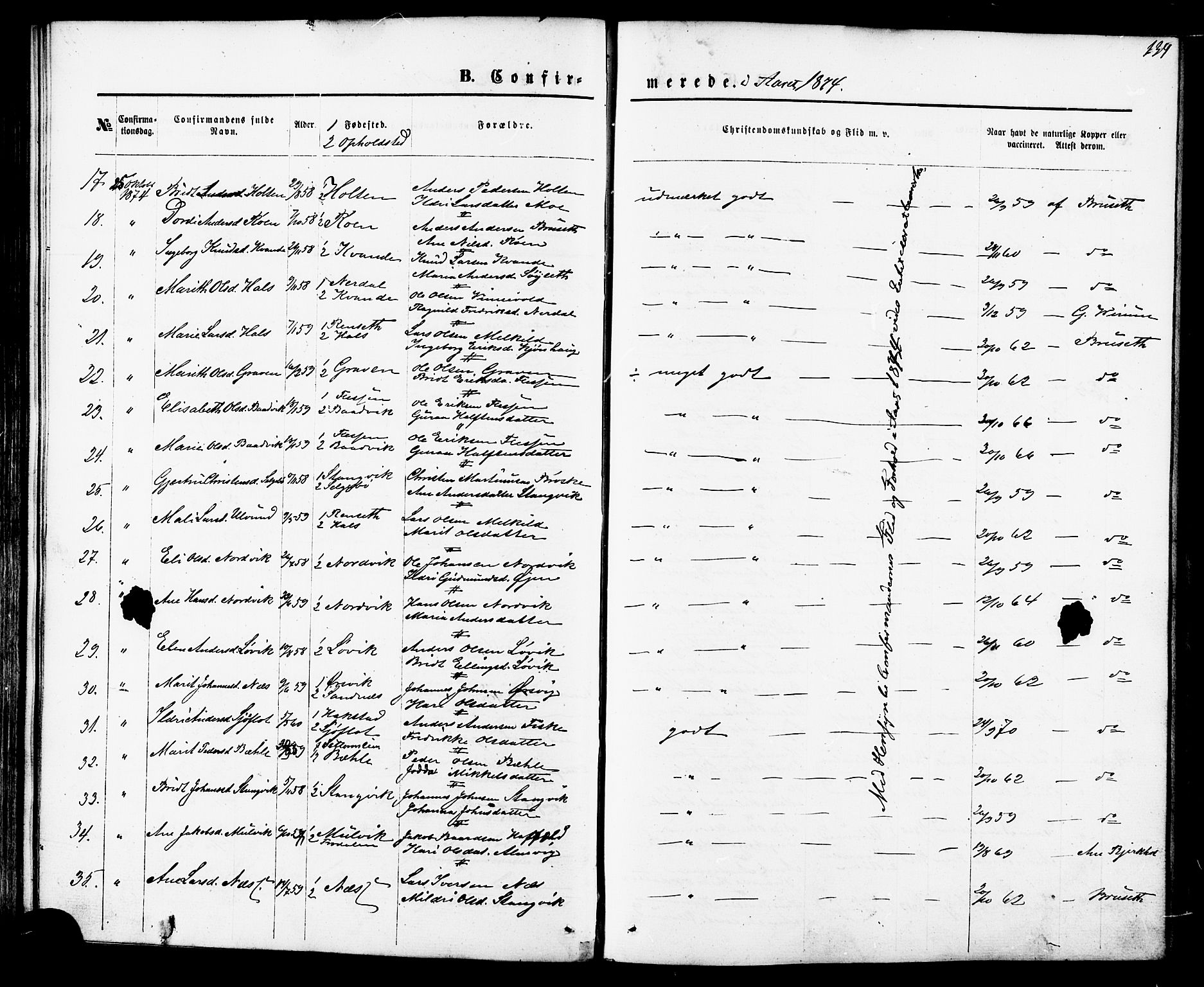 Ministerialprotokoller, klokkerbøker og fødselsregistre - Møre og Romsdal, AV/SAT-A-1454/592/L1027: Parish register (official) no. 592A05, 1865-1878, p. 134