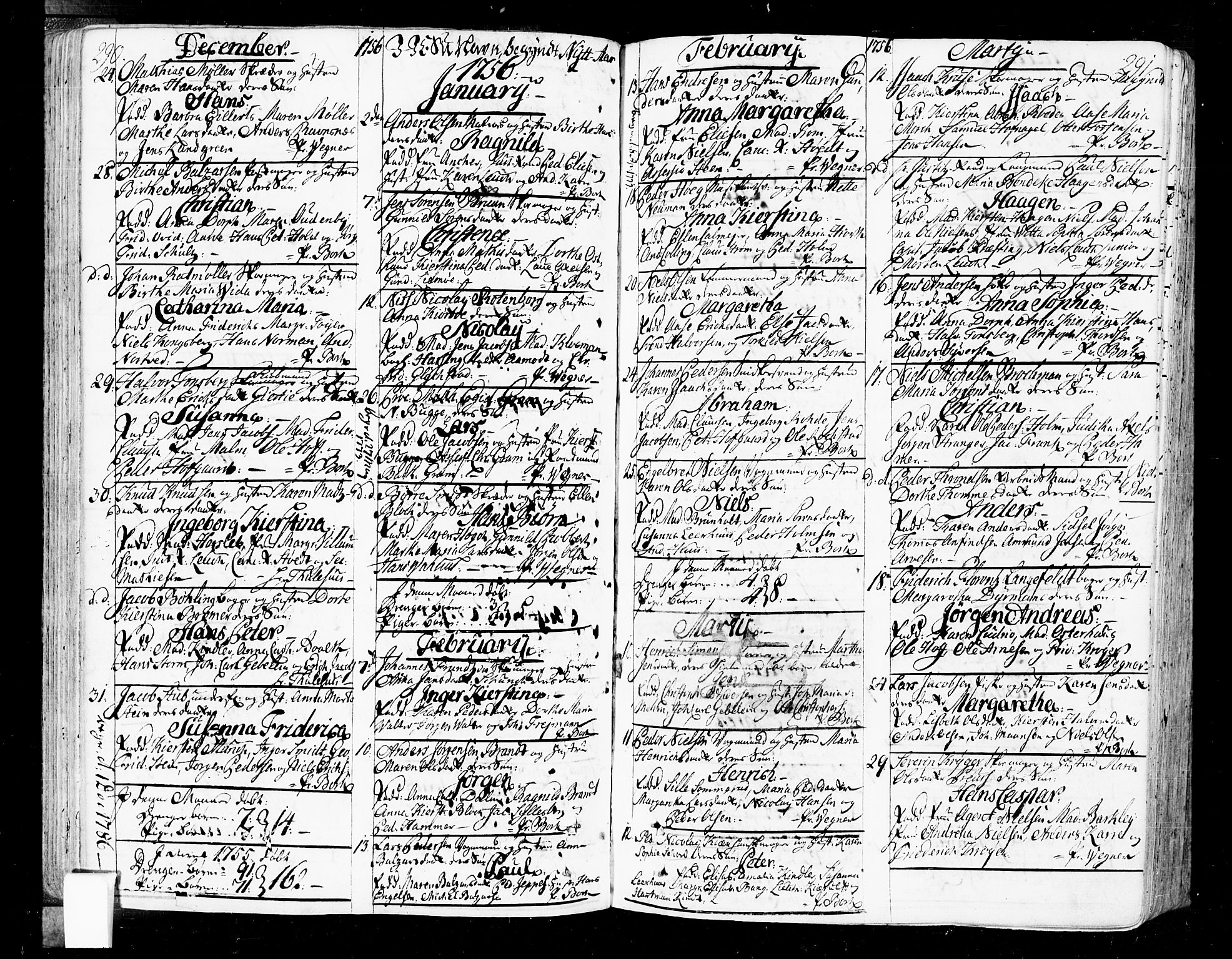 Oslo domkirke Kirkebøker, SAO/A-10752/F/Fa/L0004: Parish register (official) no. 4, 1743-1786, p. 290-291
