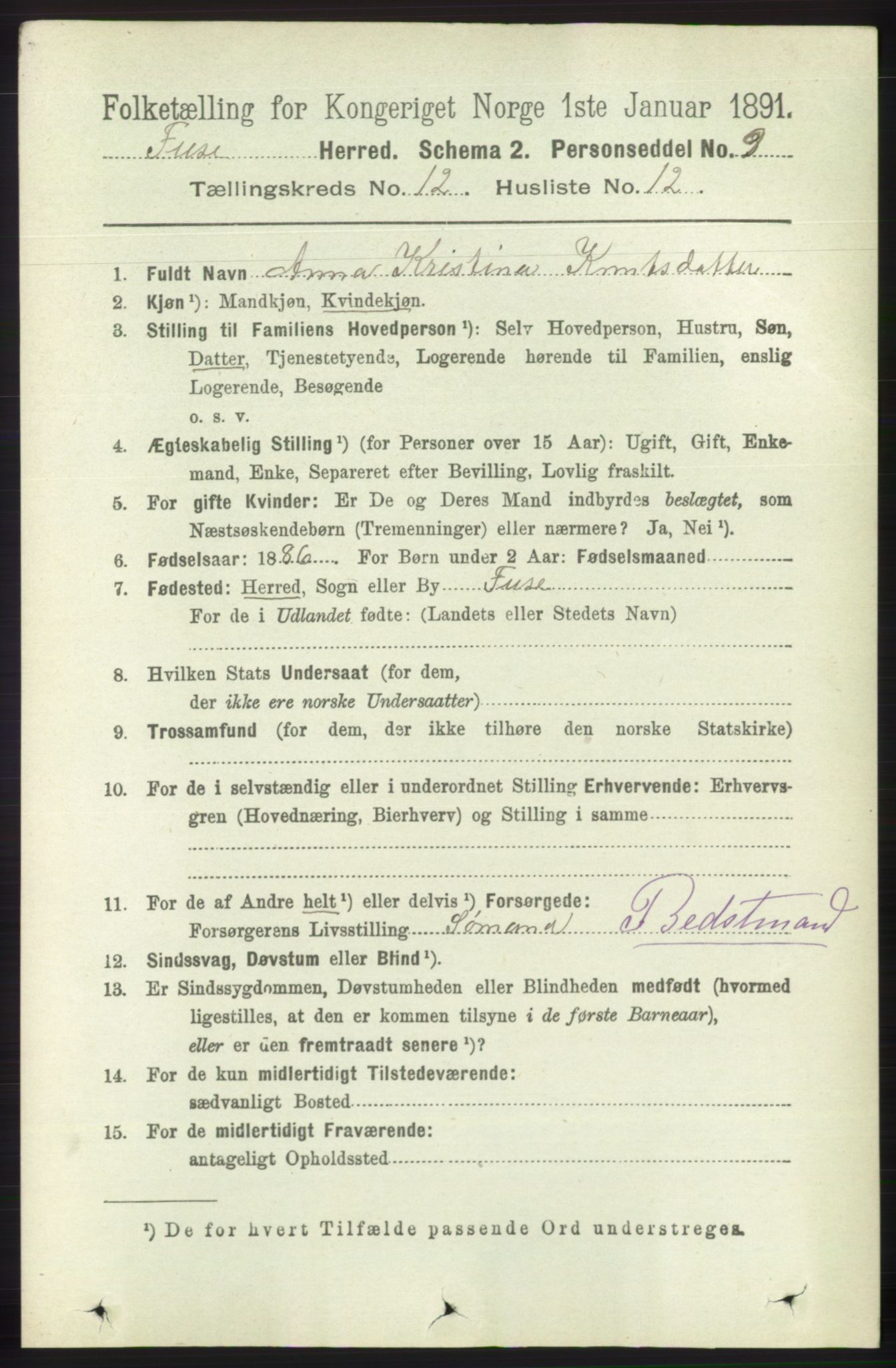 RA, 1891 census for 1241 Fusa, 1891, p. 2441