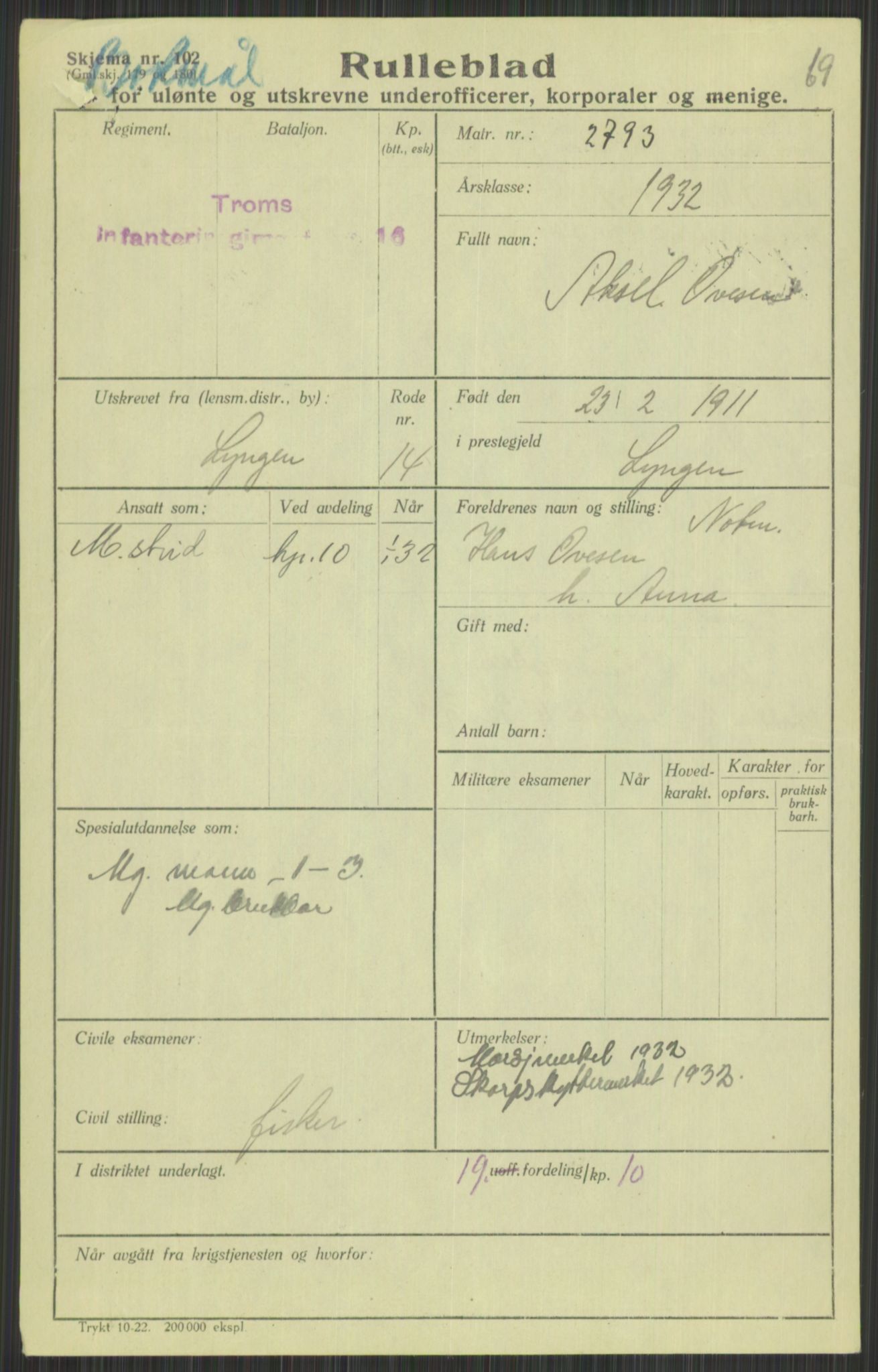 Forsvaret, Troms infanteriregiment nr. 16, AV/RA-RAFA-3146/P/Pa/L0016: Rulleblad for regimentets menige mannskaper, årsklasse 1932, 1932, p. 1279