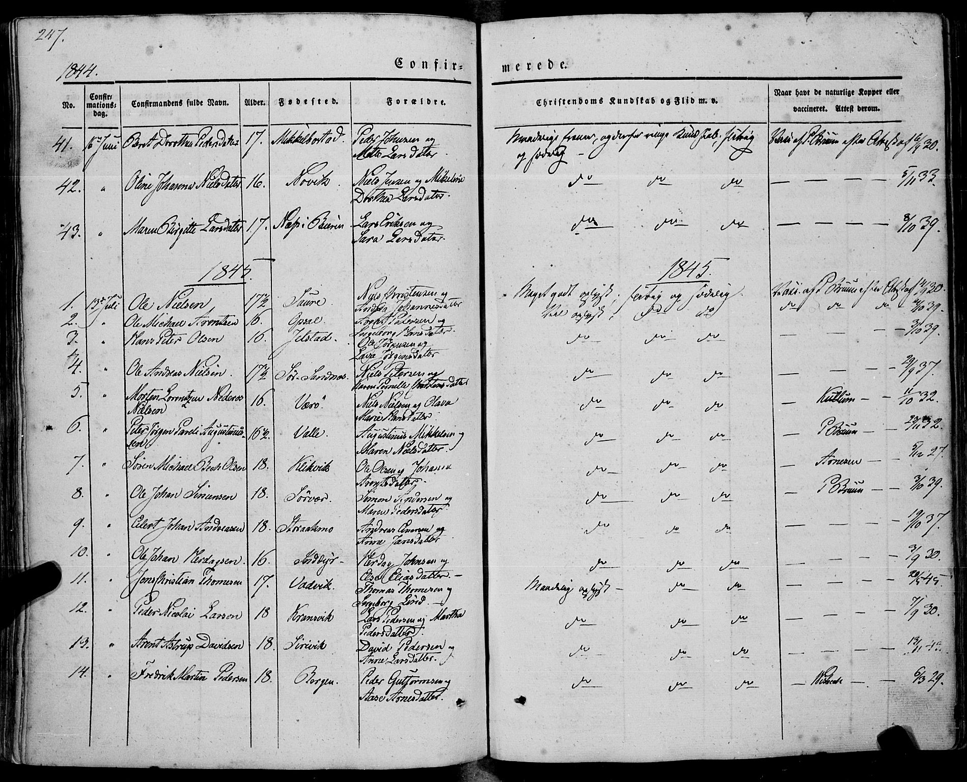 Ministerialprotokoller, klokkerbøker og fødselsregistre - Nordland, AV/SAT-A-1459/805/L0097: Parish register (official) no. 805A04, 1837-1861, p. 247