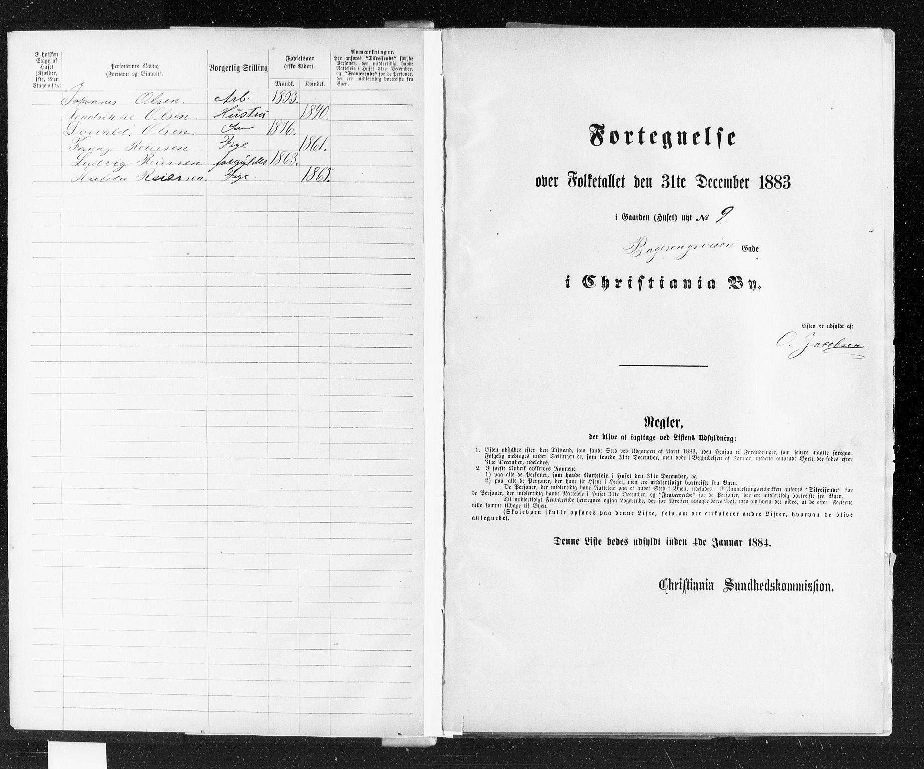 OBA, Municipal Census 1883 for Kristiania, 1883, p. 264