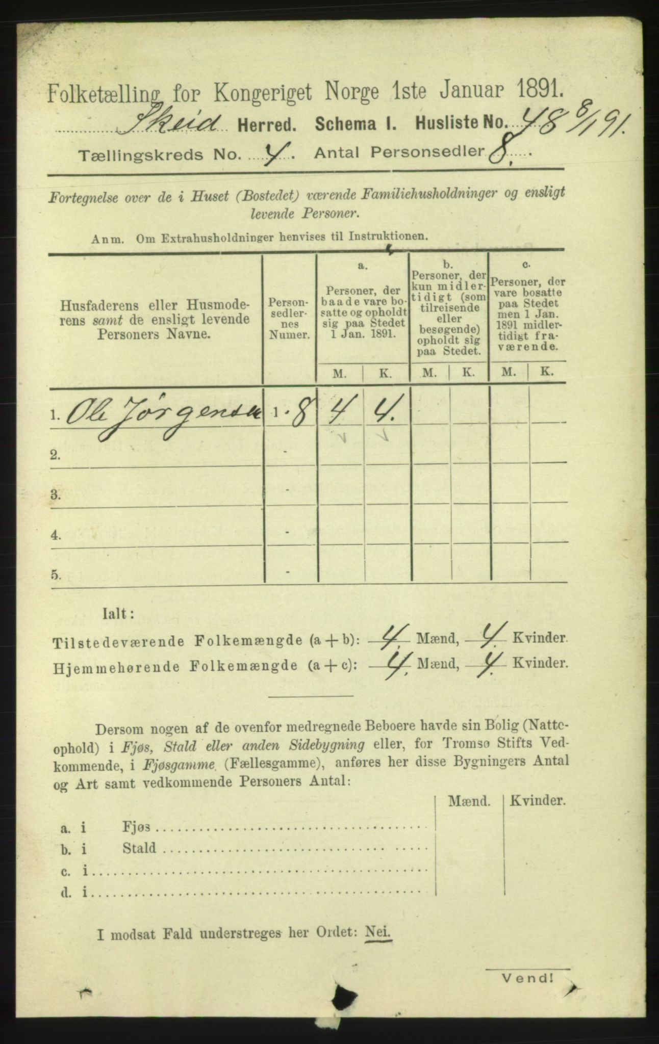 RA, 1891 census for 1732 Skei, 1891, p. 1352