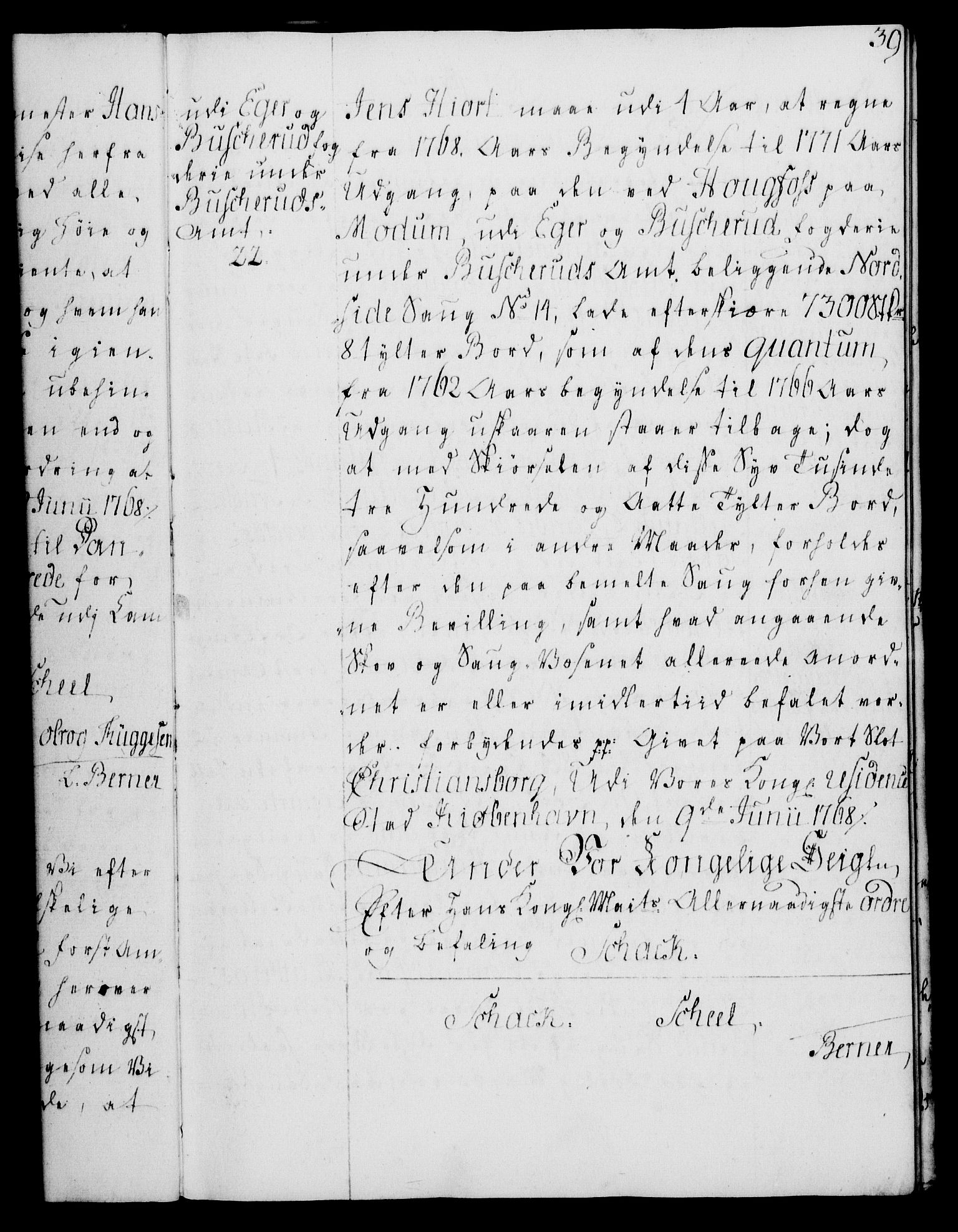 Rentekammeret, Kammerkanselliet, AV/RA-EA-3111/G/Gg/Gga/L0008: Norsk ekspedisjonsprotokoll med register (merket RK 53.8), 1768-1771, p. 39