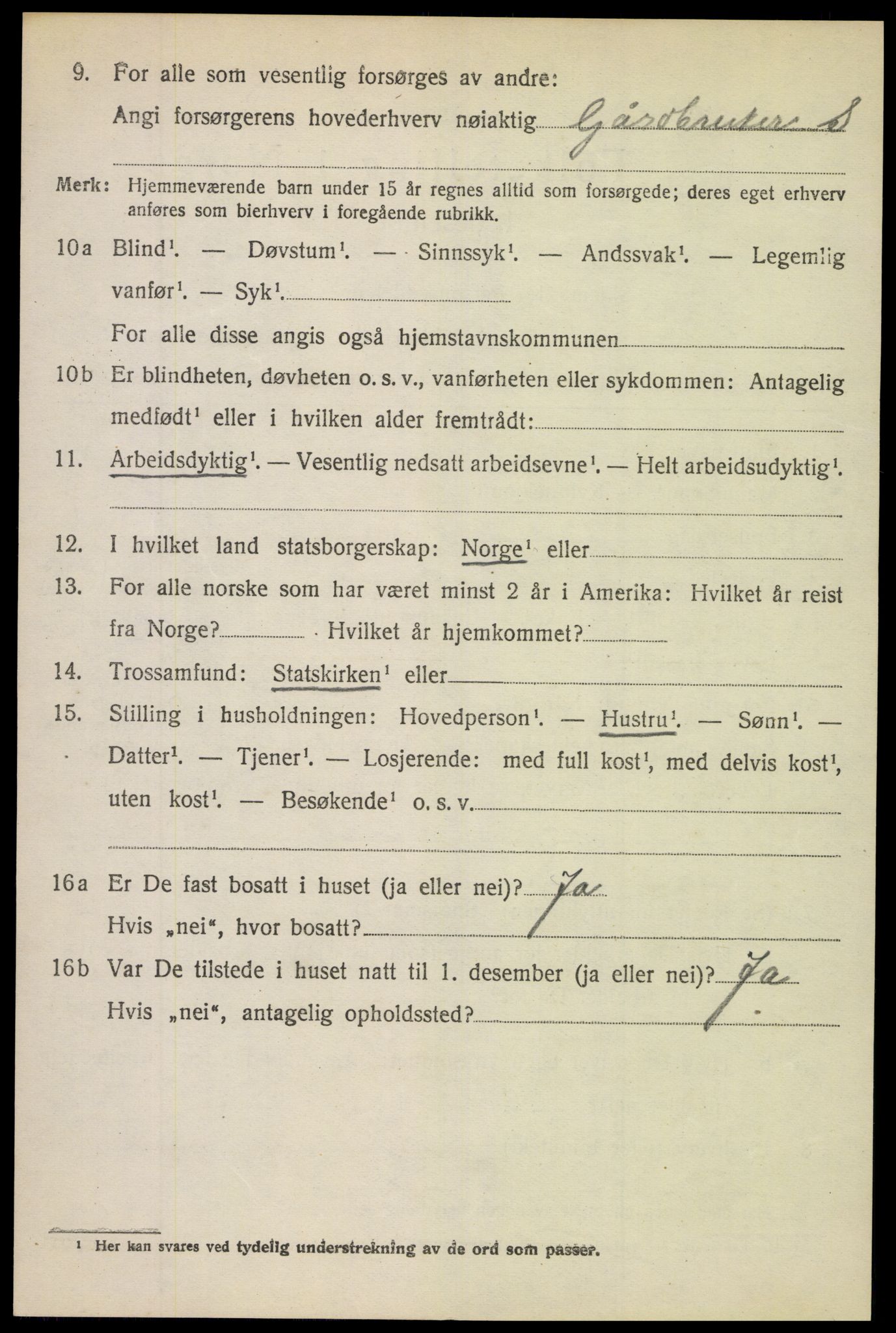 SAH, 1920 census for Vang (Oppland), 1920, p. 1358