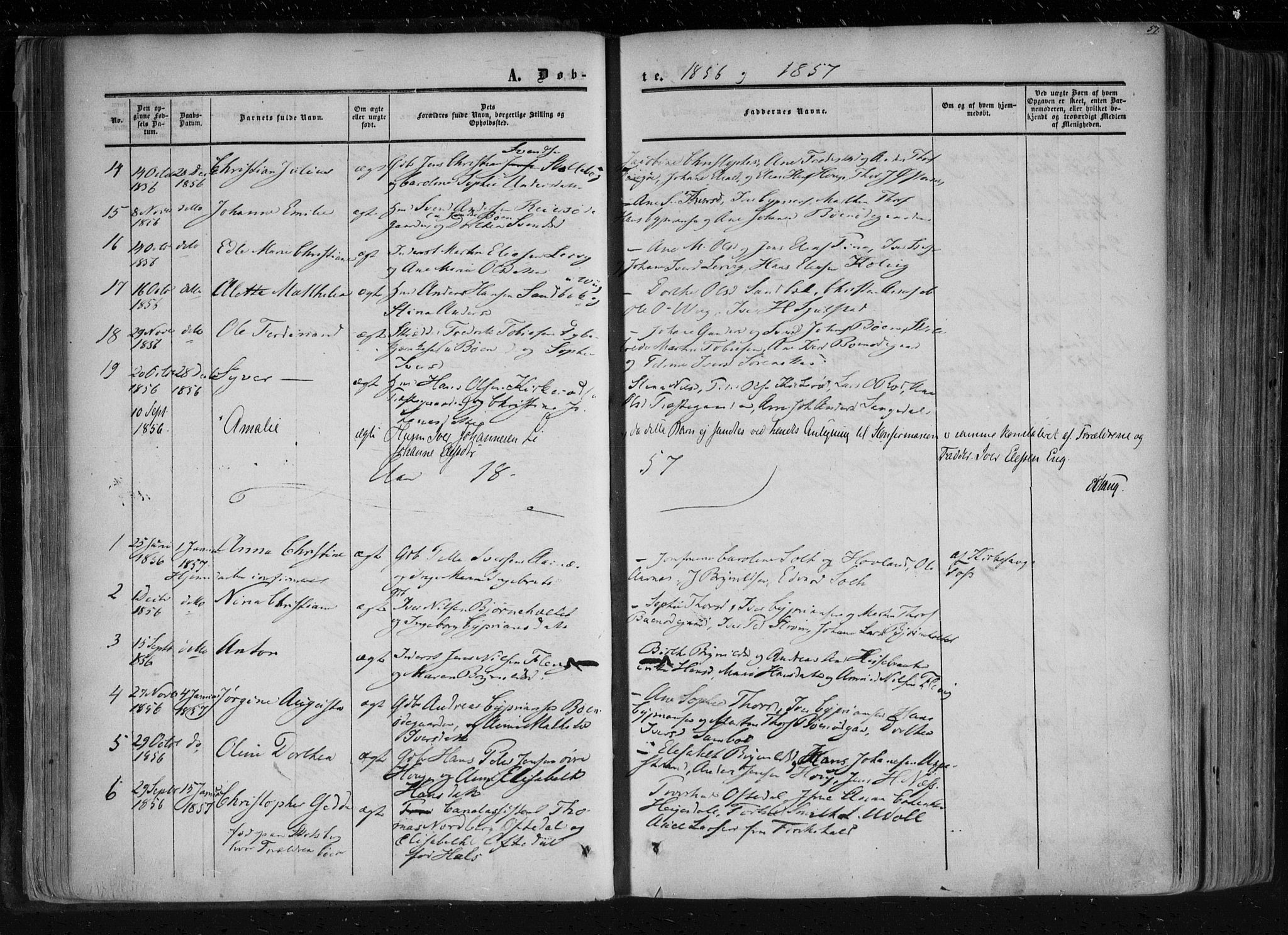 Aremark prestekontor Kirkebøker, AV/SAO-A-10899/F/Fc/L0003: Parish register (official) no. III 3, 1850-1865, p. 57