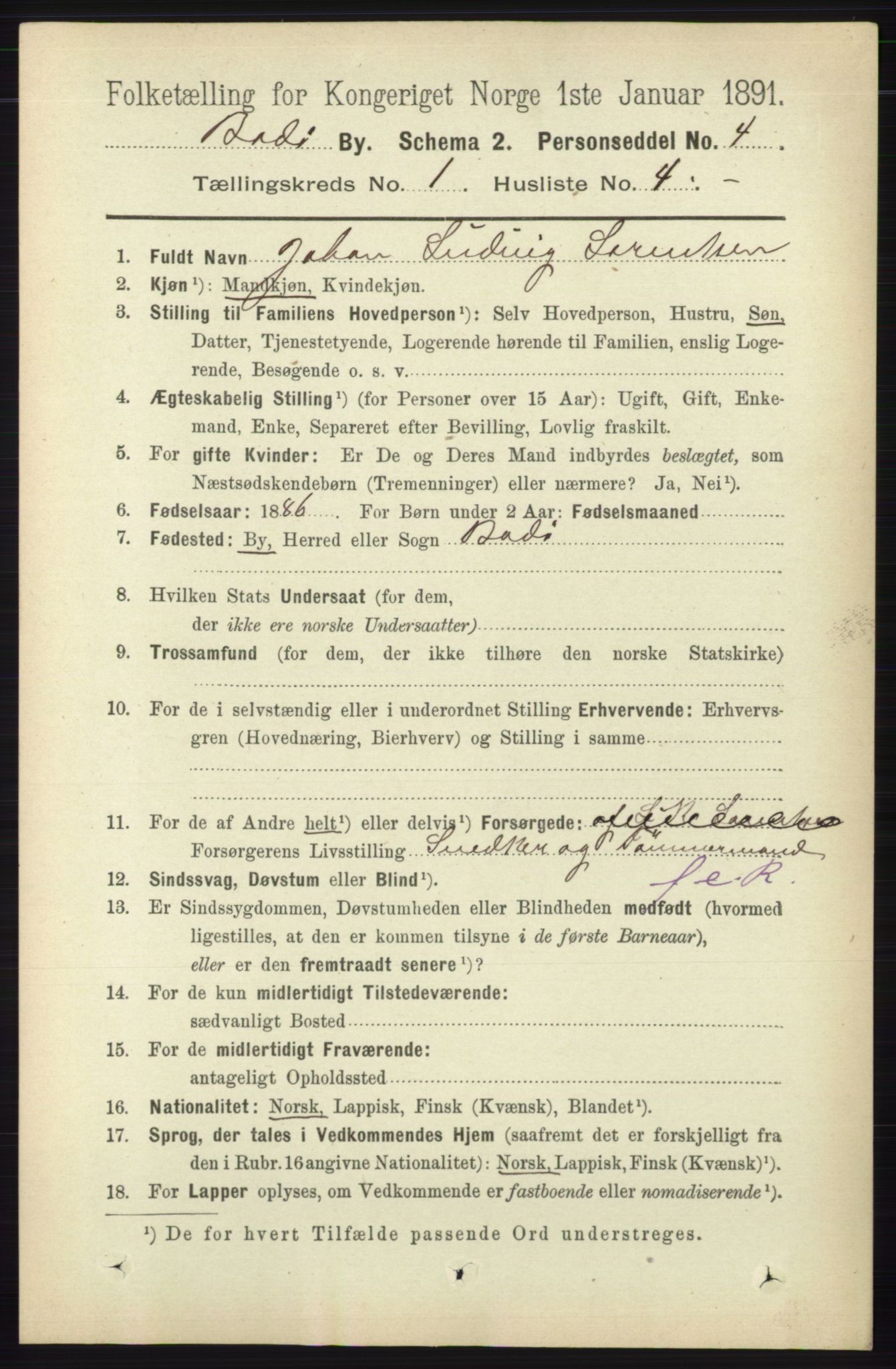 RA, 1891 census for 1804 Bodø, 1891, p. 147