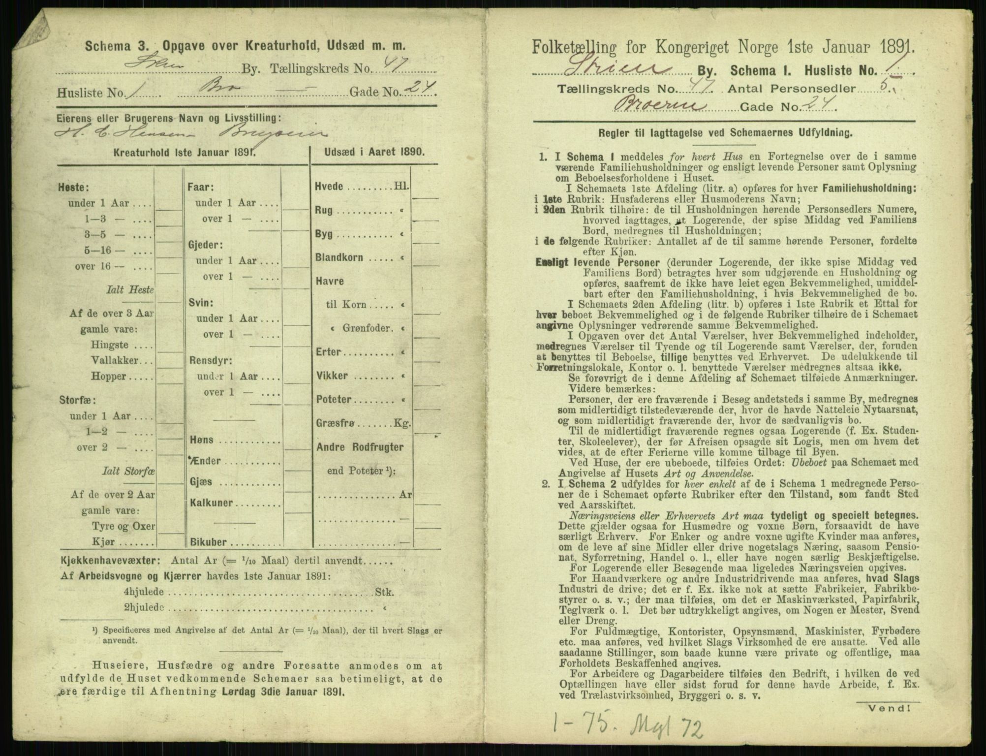 RA, 1891 census for 0806 Skien, 1891, p. 1630