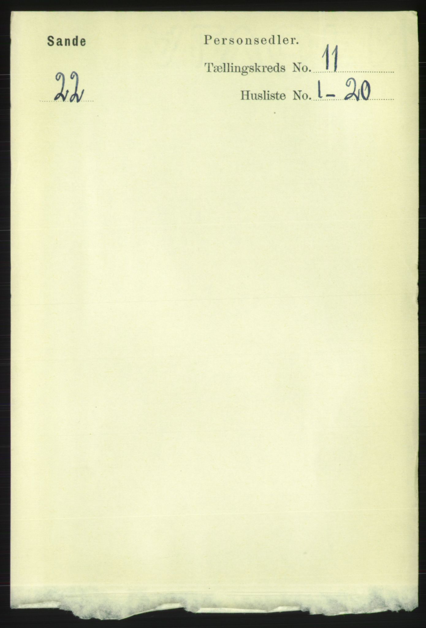 RA, 1891 census for 1514 Sande, 1891, p. 1964