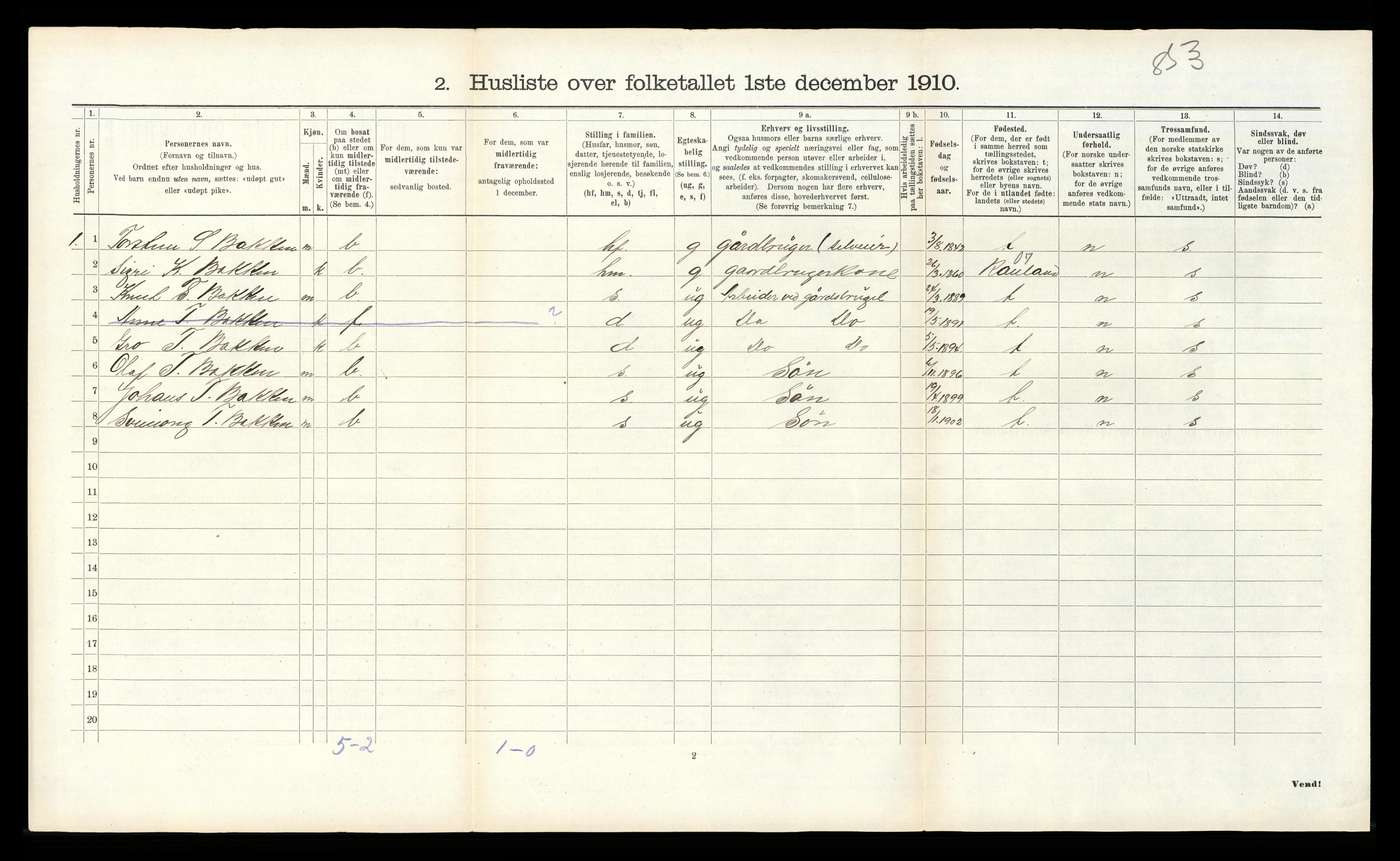 RA, 1910 census for Seljord, 1910, p. 346