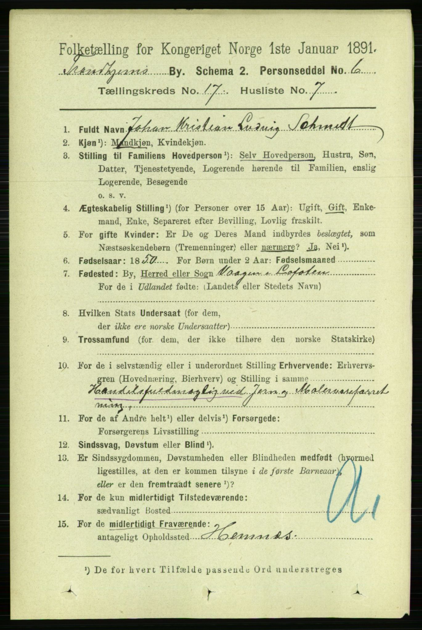 RA, 1891 census for 1601 Trondheim, 1891, p. 13275