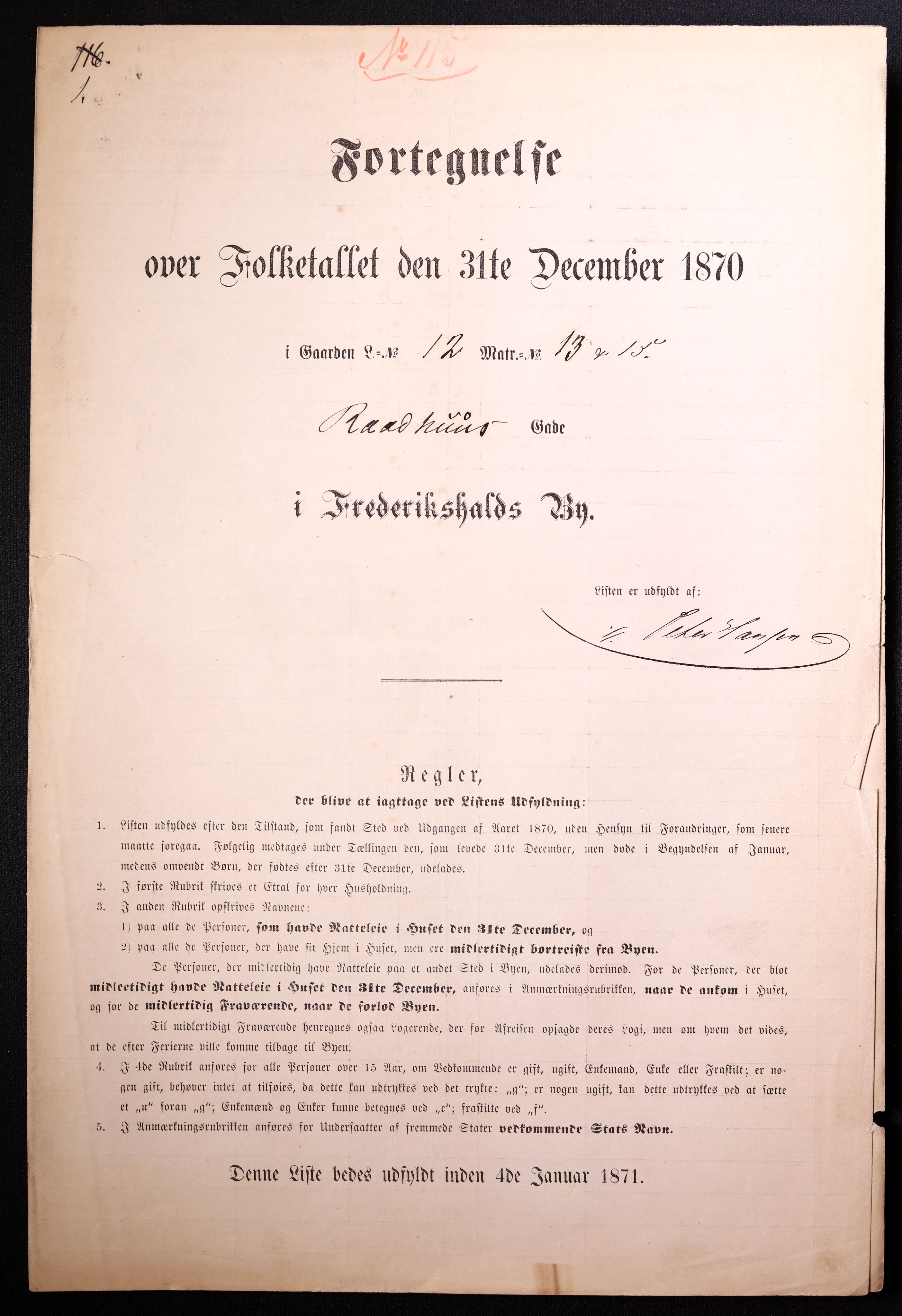 RA, 1870 census for 0101 Fredrikshald, 1870, p. 491