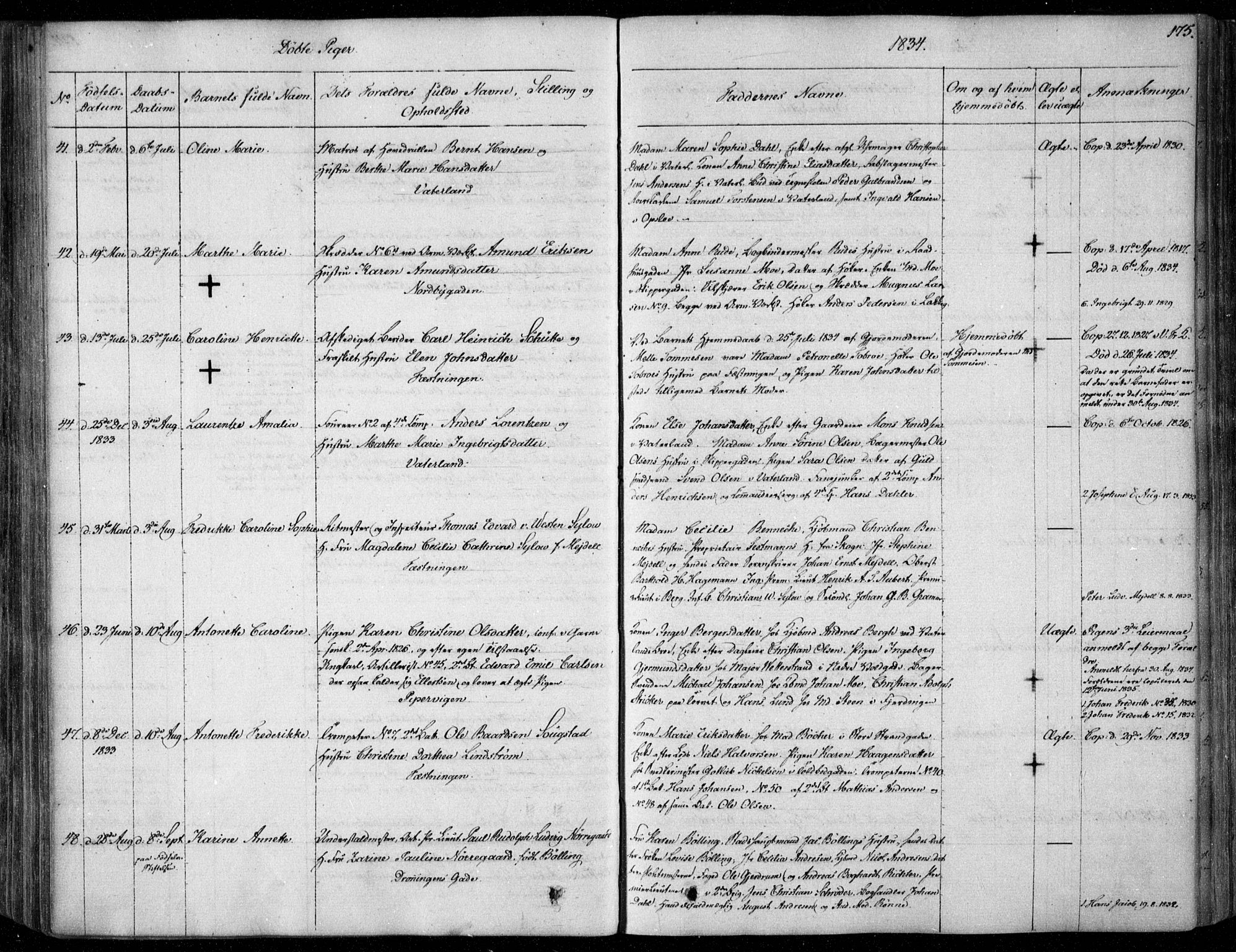 Garnisonsmenigheten Kirkebøker, SAO/A-10846/F/Fa/L0006: Parish register (official) no. 6, 1828-1841, p. 175