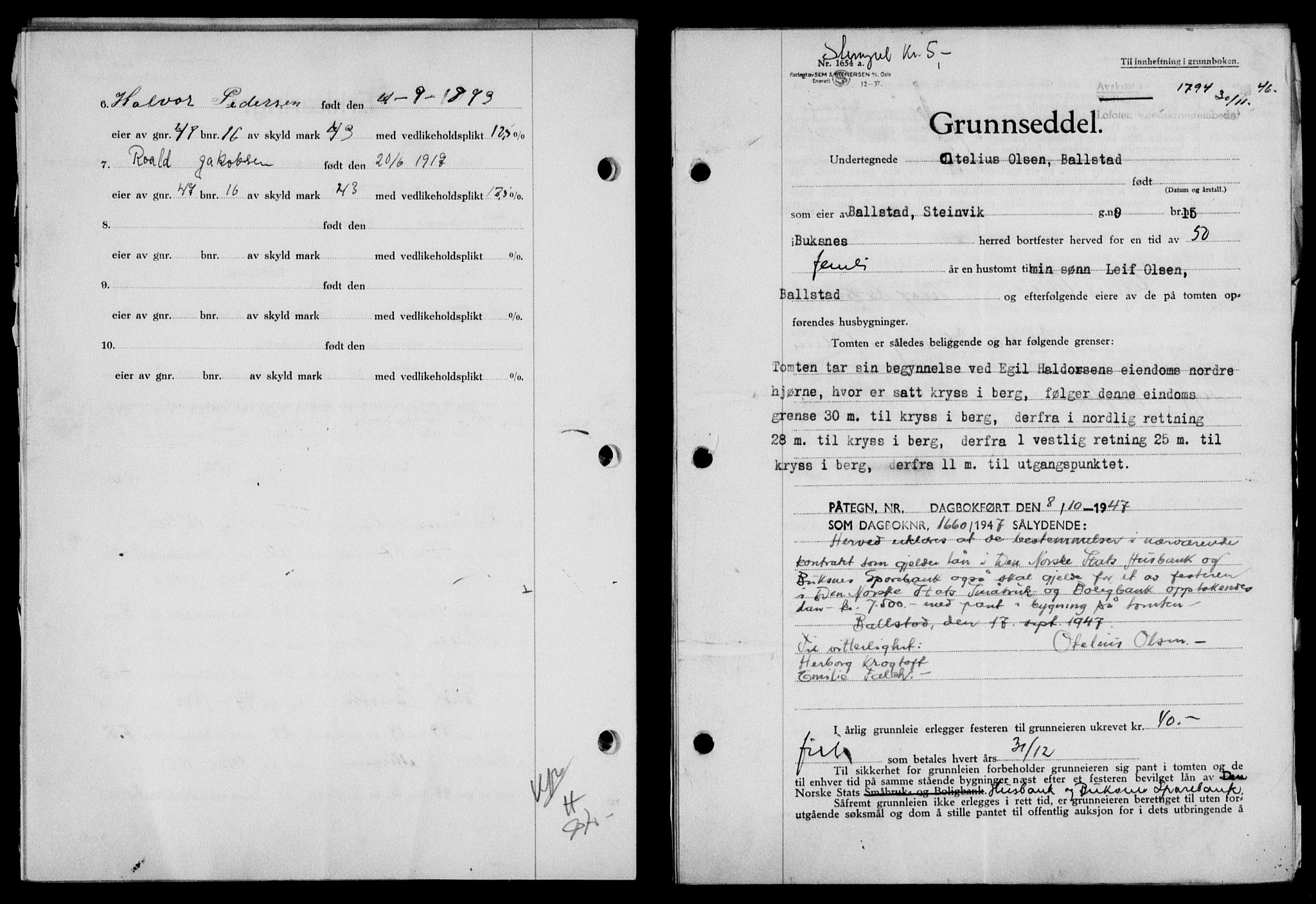 Lofoten sorenskriveri, SAT/A-0017/1/2/2C/L0015a: Mortgage book no. 15a, 1946-1947, Diary no: : 1794/1946