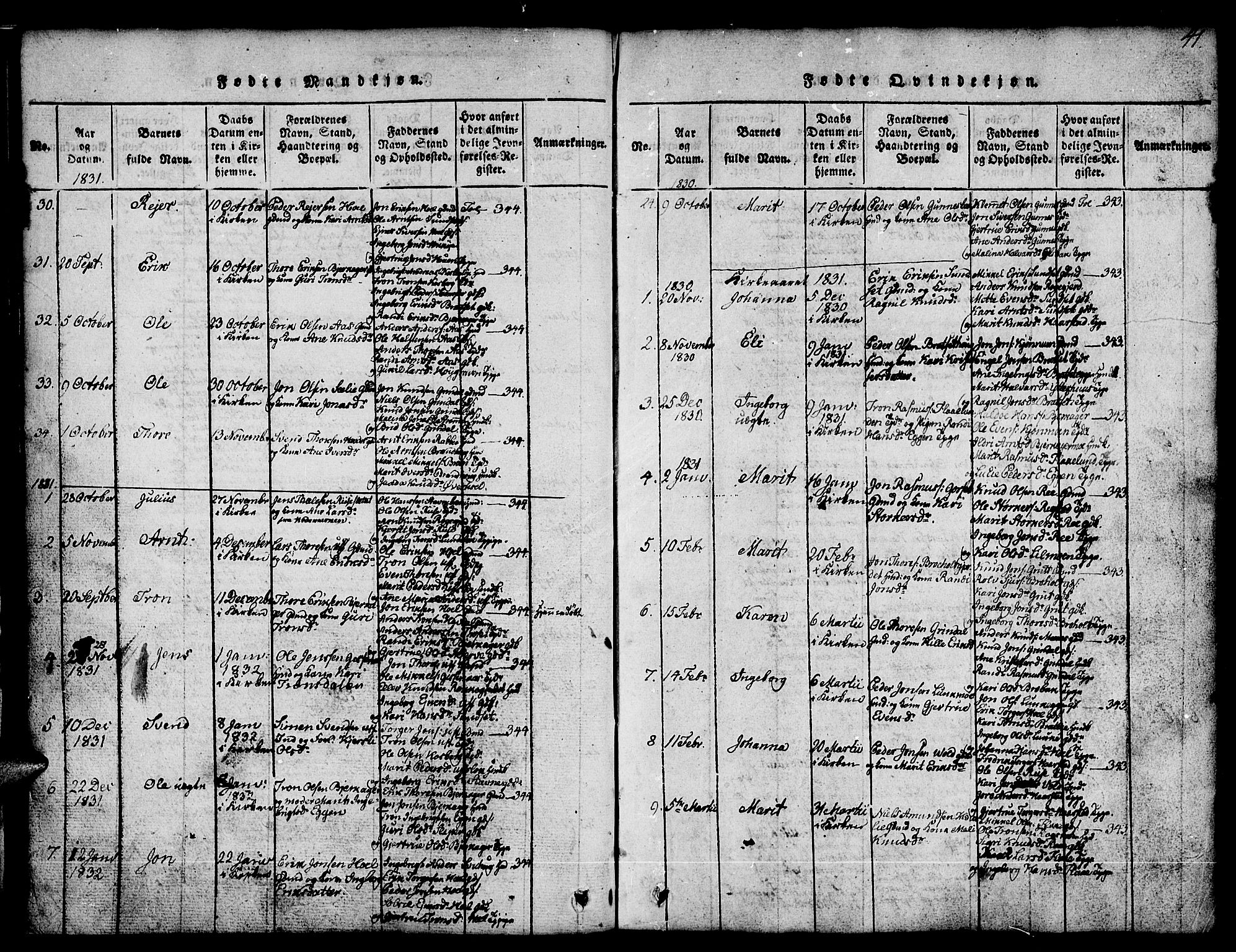 Ministerialprotokoller, klokkerbøker og fødselsregistre - Sør-Trøndelag, SAT/A-1456/674/L0874: Parish register (copy) no. 674C01, 1816-1860, p. 41