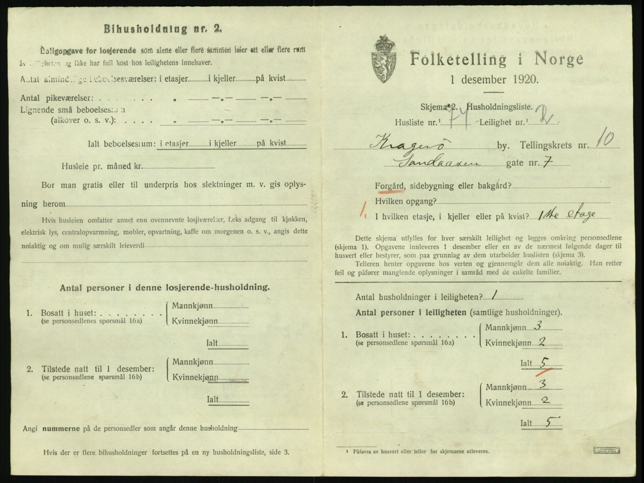 SAKO, 1920 census for Kragerø, 1920, p. 4379