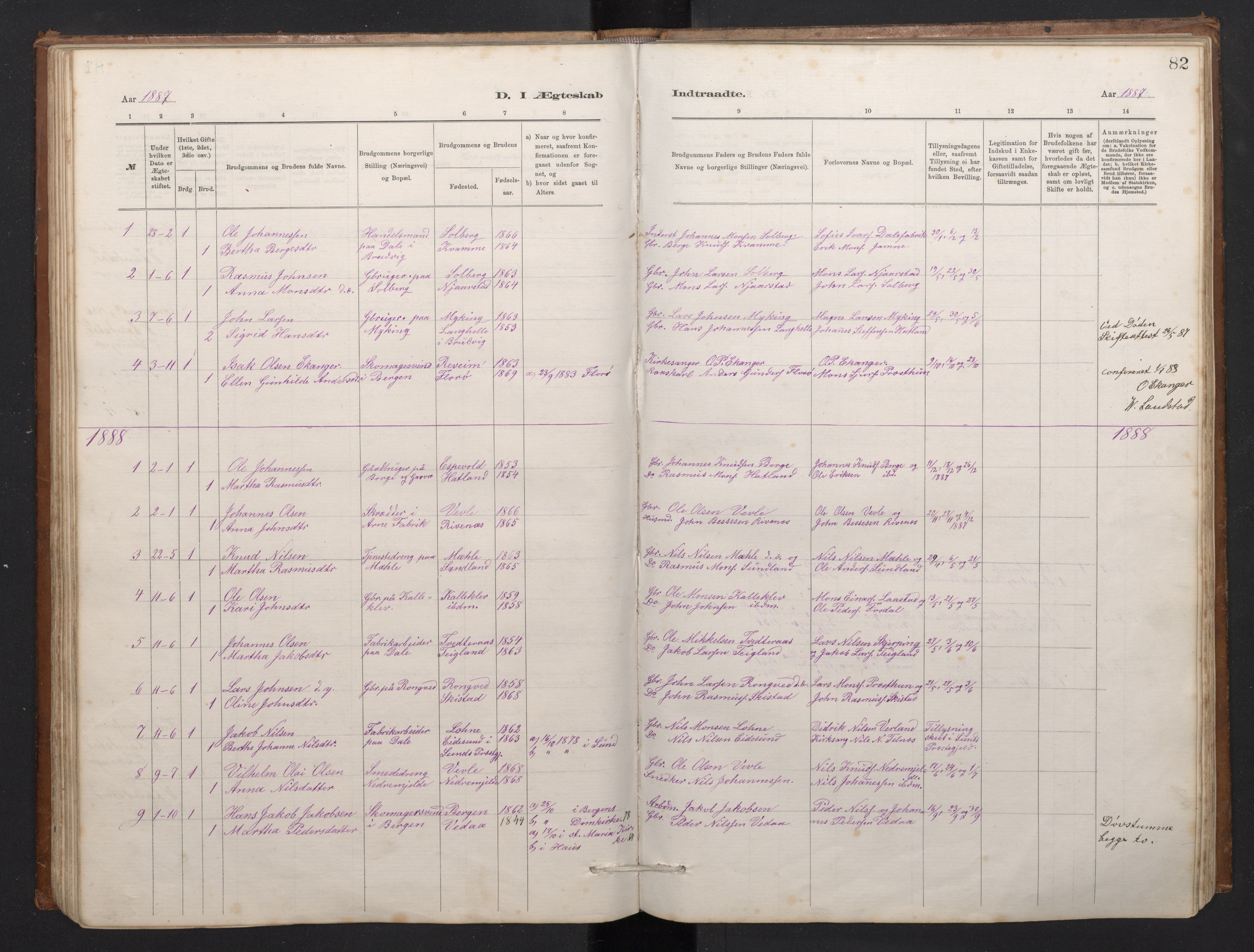 Haus sokneprestembete, AV/SAB-A-75601/H/Hab: Parish register (copy) no. C 2, 1878-1892, p. 81b-82a