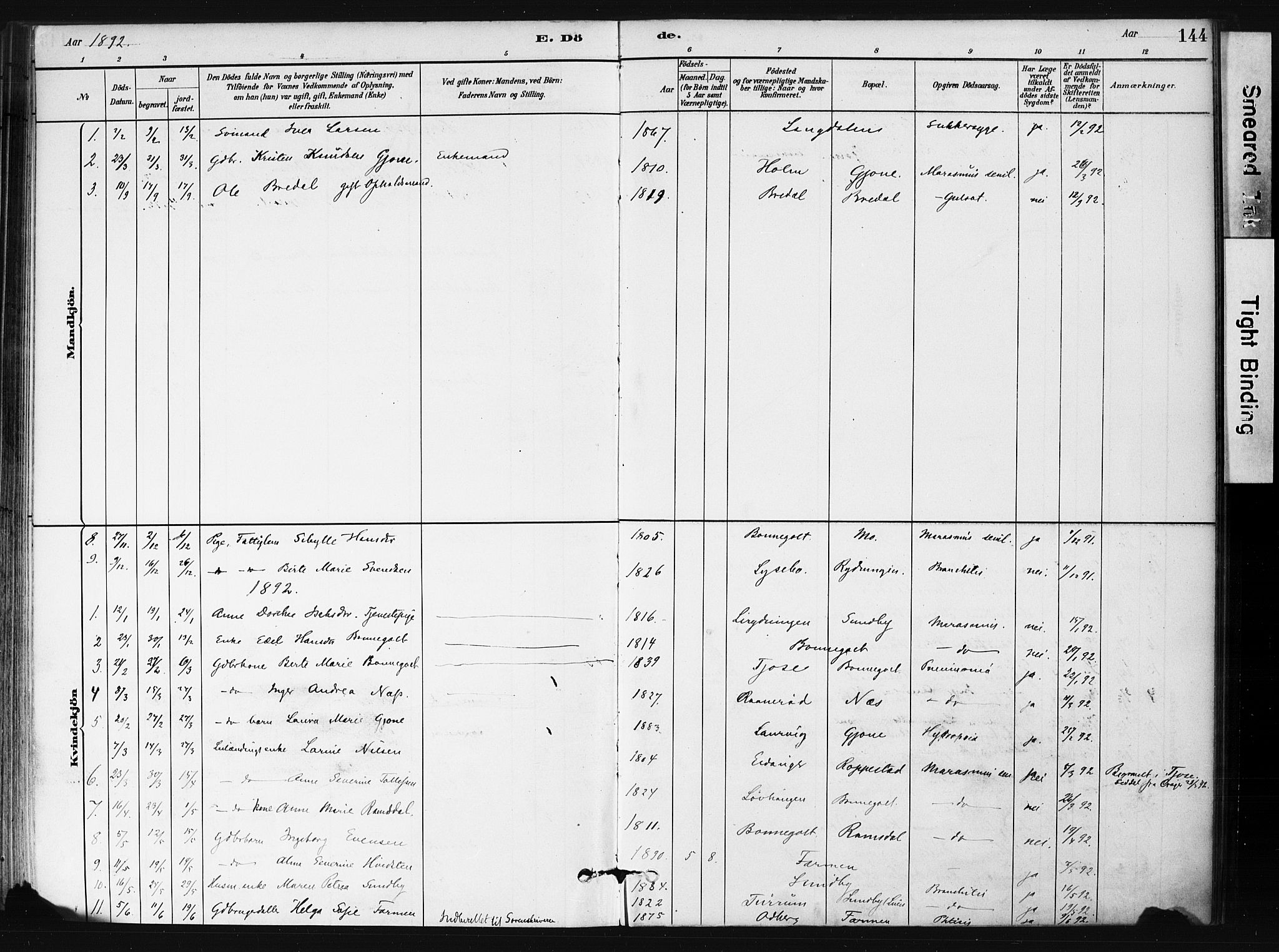 Hedrum kirkebøker, SAKO/A-344/F/Fb/L0001: Parish register (official) no. II 1, 1881-1905, p. 144