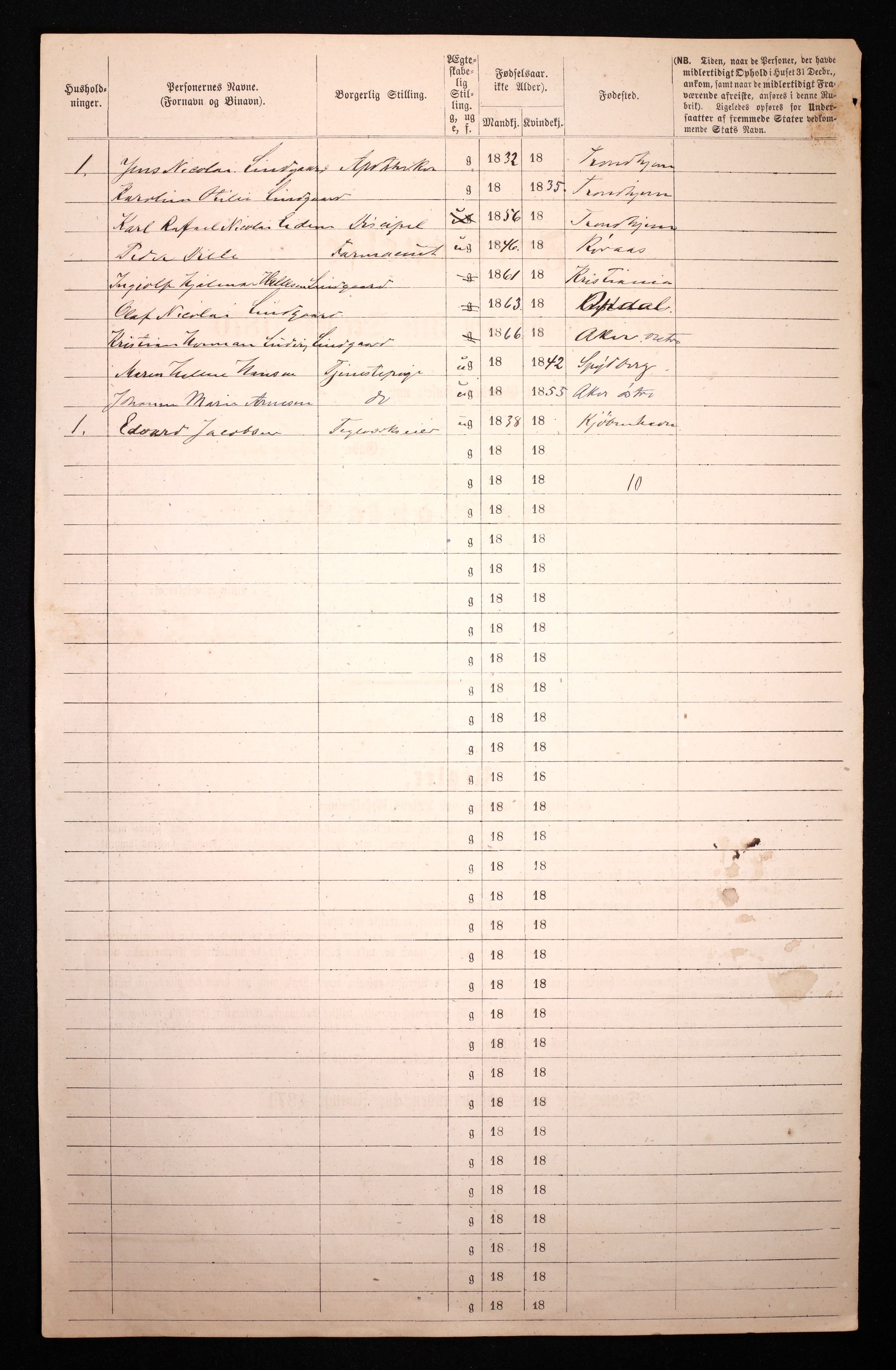 RA, 1870 census for 0301 Kristiania, 1870, p. 3177