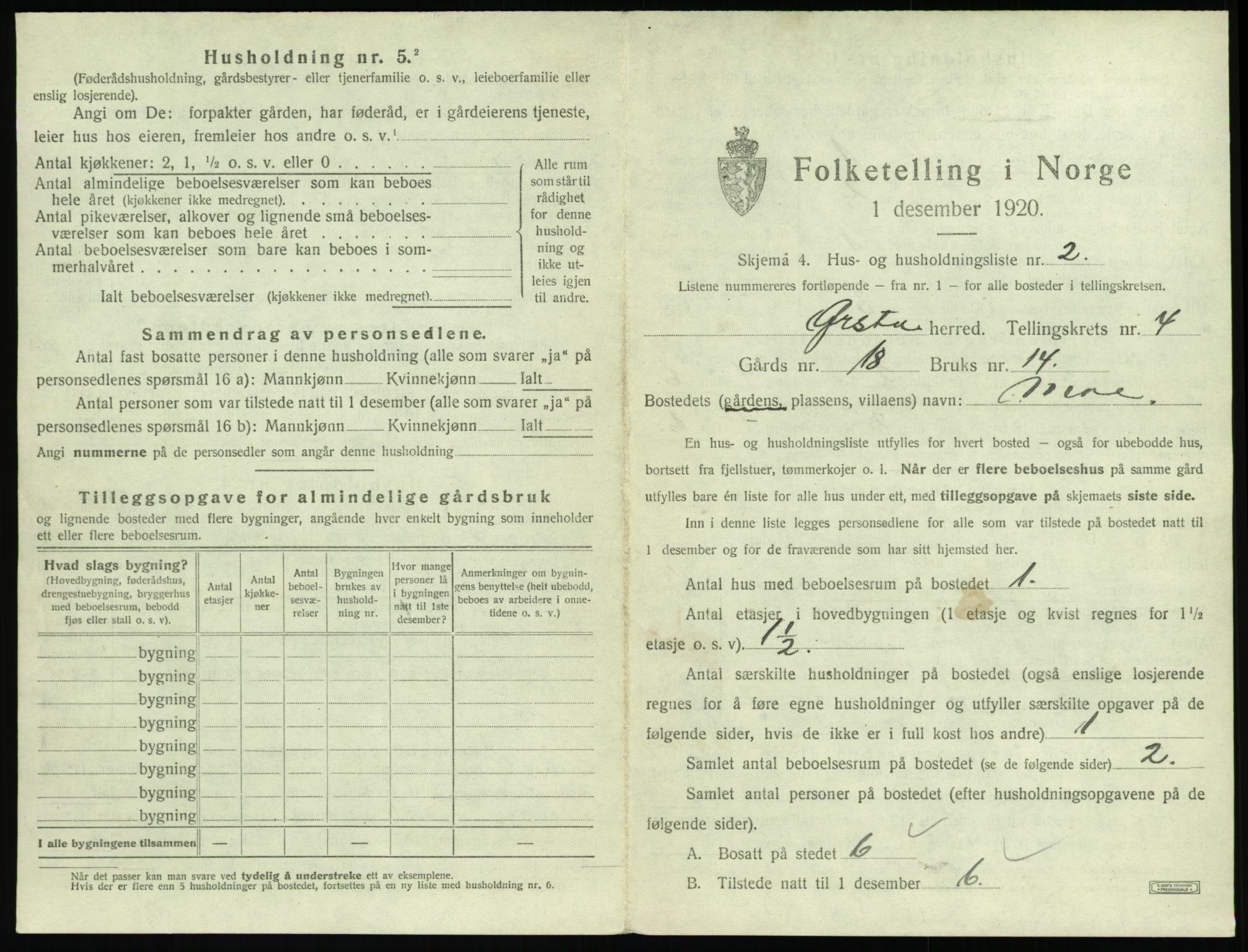 SAT, 1920 census for Ørsta, 1920, p. 450