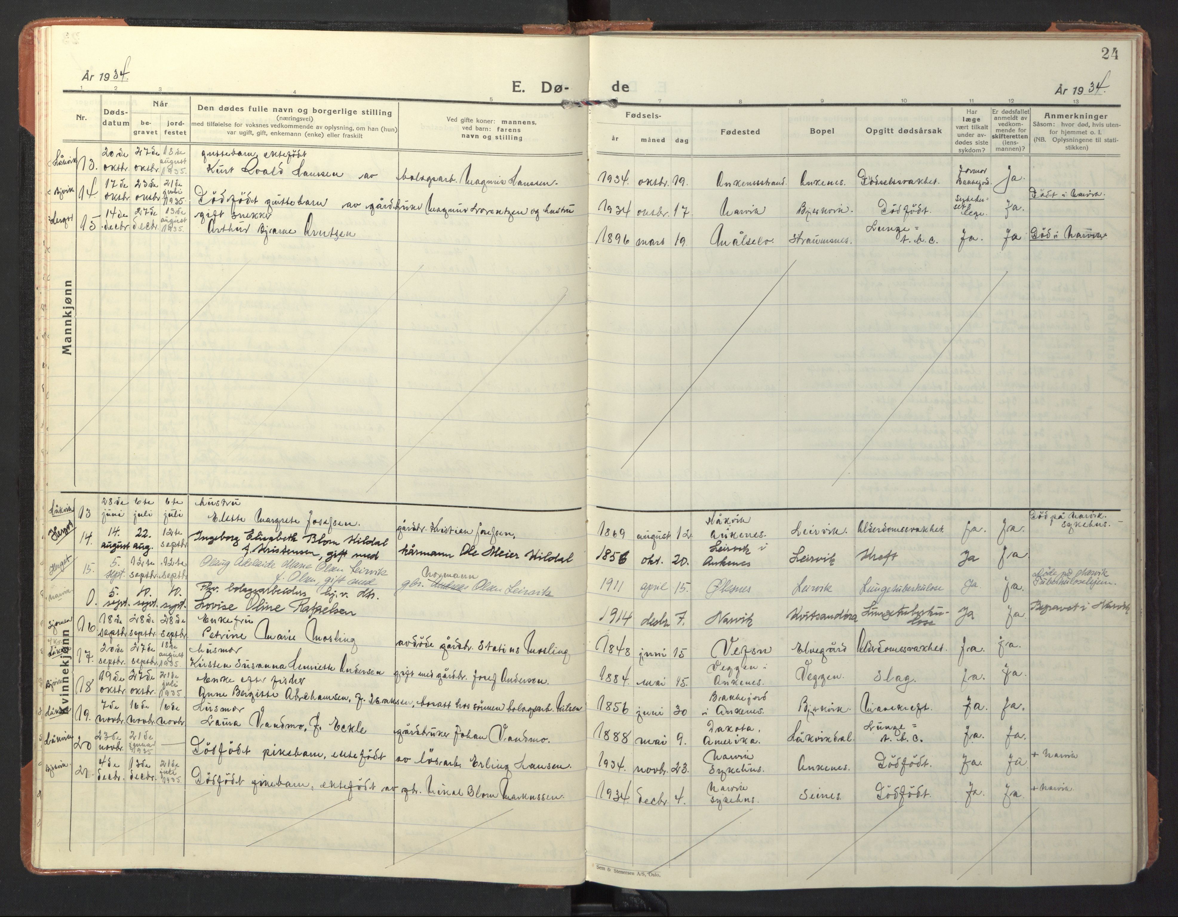 Ministerialprotokoller, klokkerbøker og fødselsregistre - Nordland, AV/SAT-A-1459/866/L0947: Parish register (official) no. 866A10, 1926-1958, p. 24