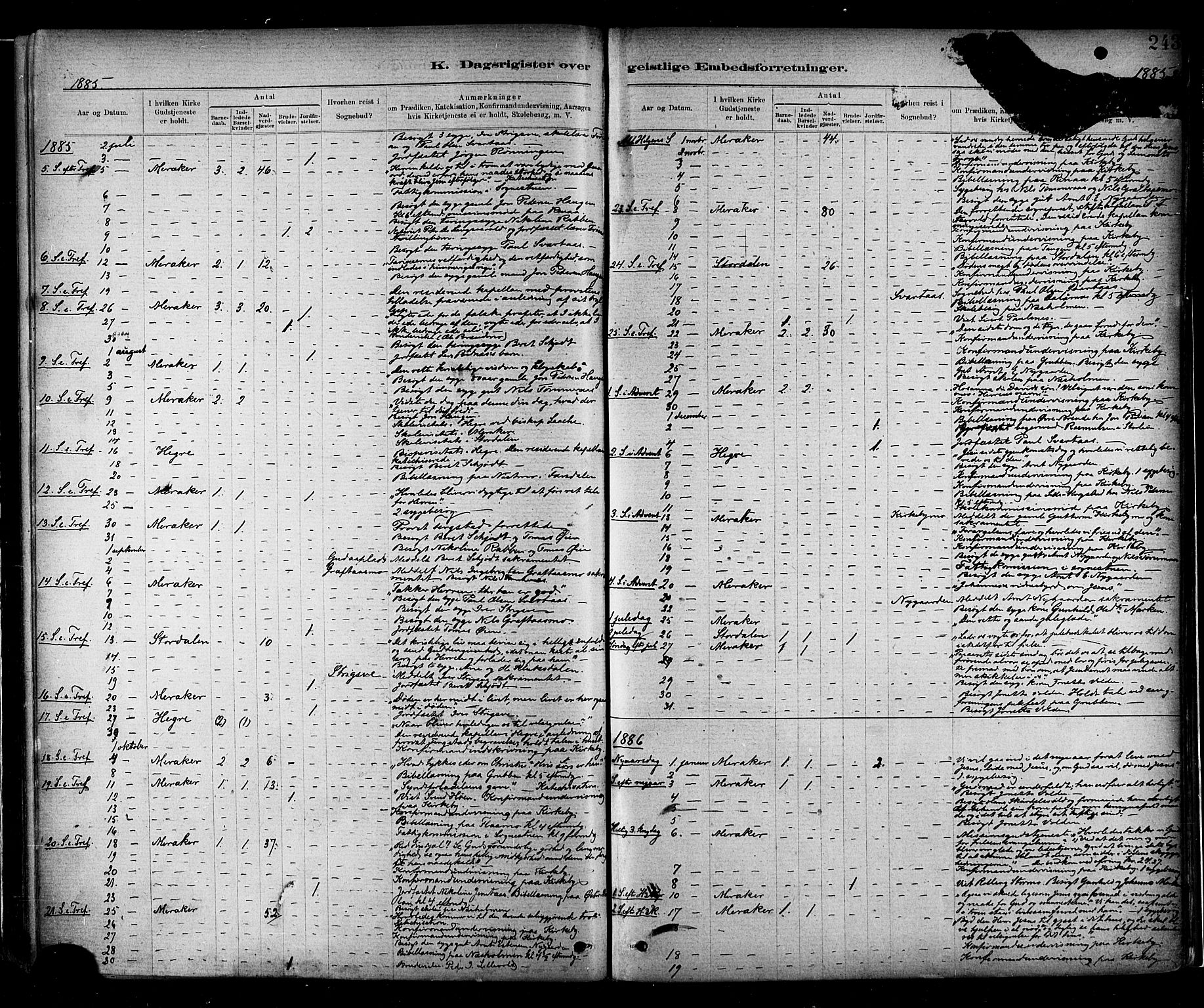 Ministerialprotokoller, klokkerbøker og fødselsregistre - Nord-Trøndelag, SAT/A-1458/706/L0047: Parish register (official) no. 706A03, 1878-1892, p. 243