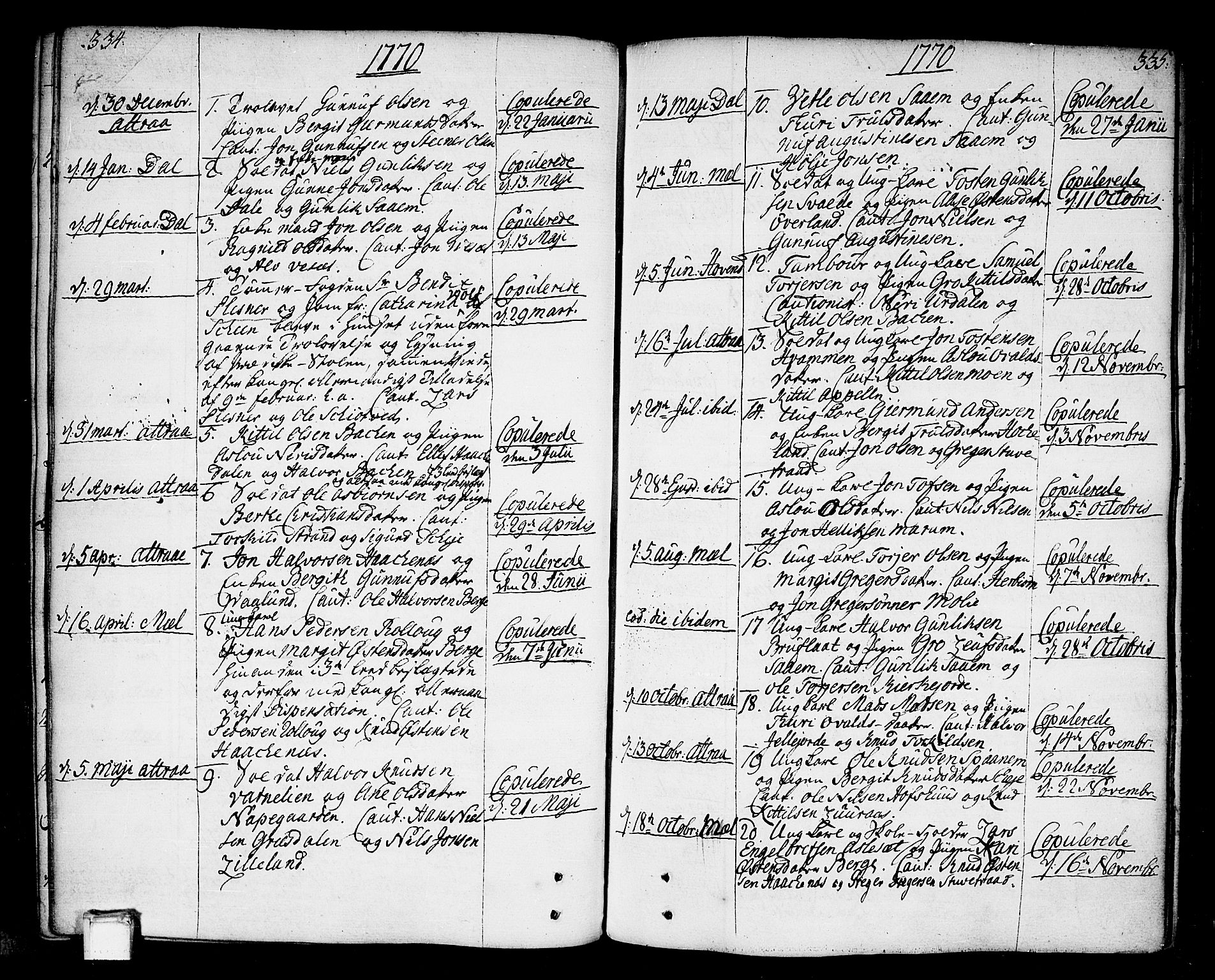 Tinn kirkebøker, SAKO/A-308/F/Fa/L0002: Parish register (official) no. I 2, 1757-1810, p. 334-335