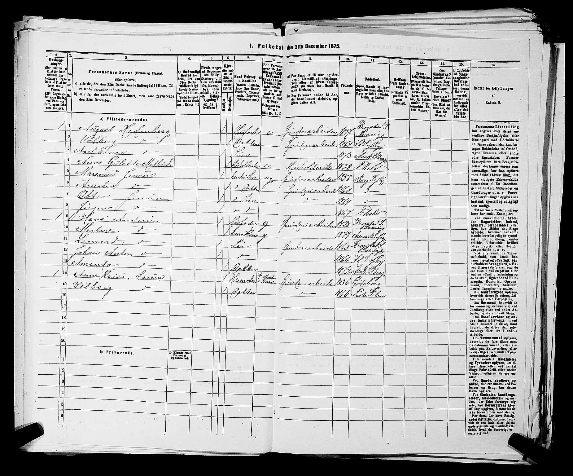 RA, 1875 census for 0116P Berg, 1875, p. 724