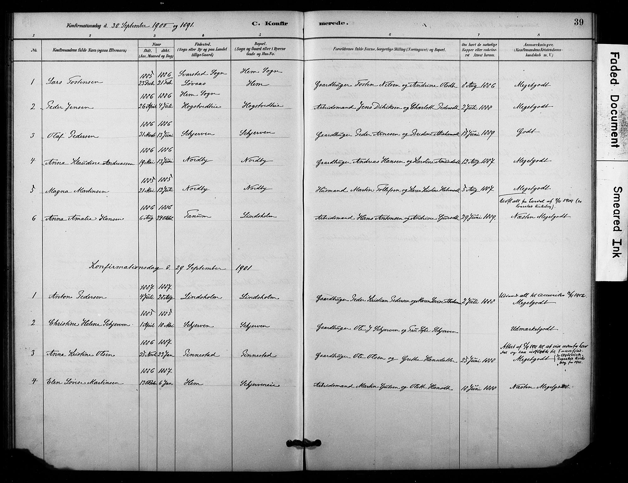 Lardal kirkebøker, SAKO/A-350/F/Fc/L0001: Parish register (official) no. III 1, 1881-1906, p. 39