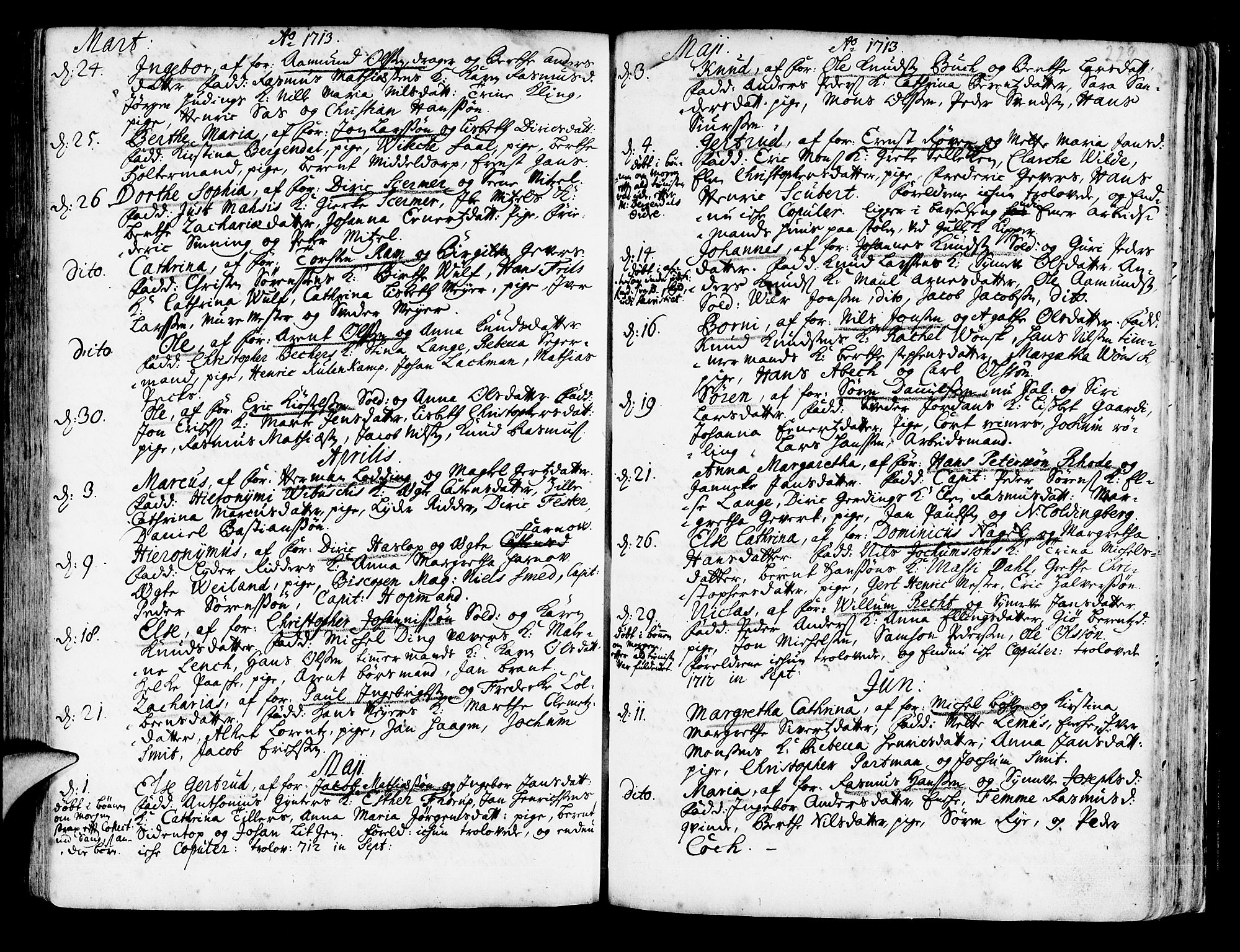 Korskirken sokneprestembete, SAB/A-76101/H/Haa/L0003: Parish register (official) no. A 3, 1698-1719, p. 229