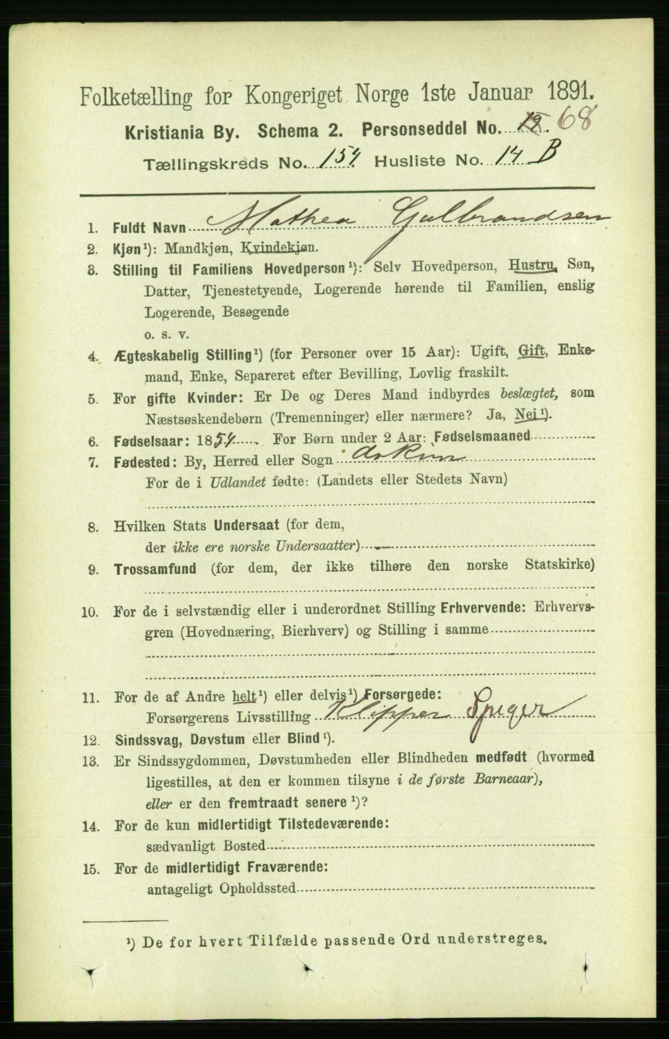 RA, 1891 census for 0301 Kristiania, 1891, p. 87877