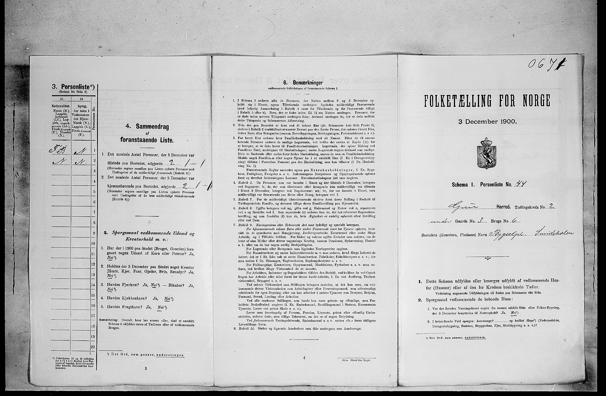 SAH, 1900 census for Grue, 1900, p. 399