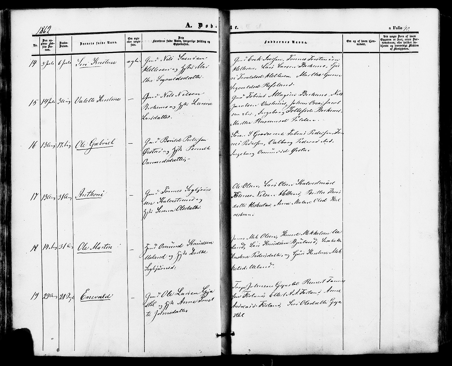 Lund sokneprestkontor, AV/SAST-A-101809/S06/L0010: Parish register (official) no. A 9, 1854-1886, p. 40